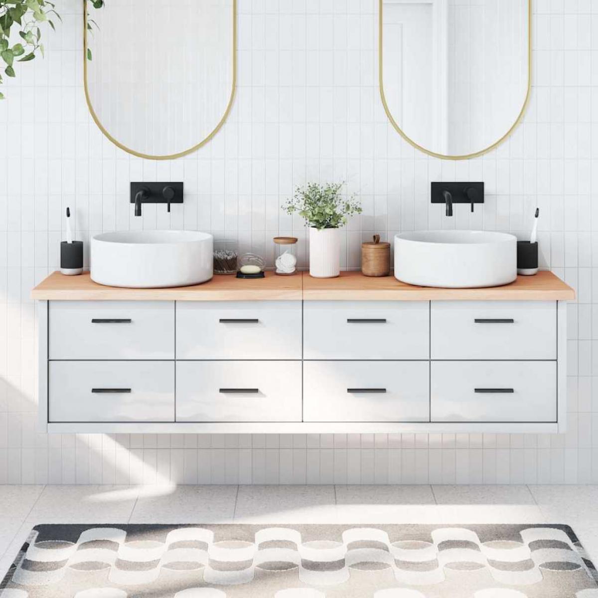 Encimera de baño madera maciza sin tratar 180x40x(2-4) cm