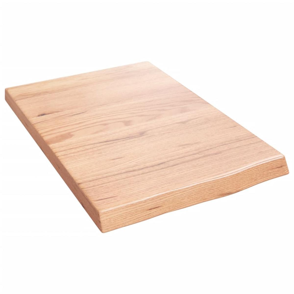 Encimera baño madera maciza tratada marrón claro 40x60x(2-4) cm