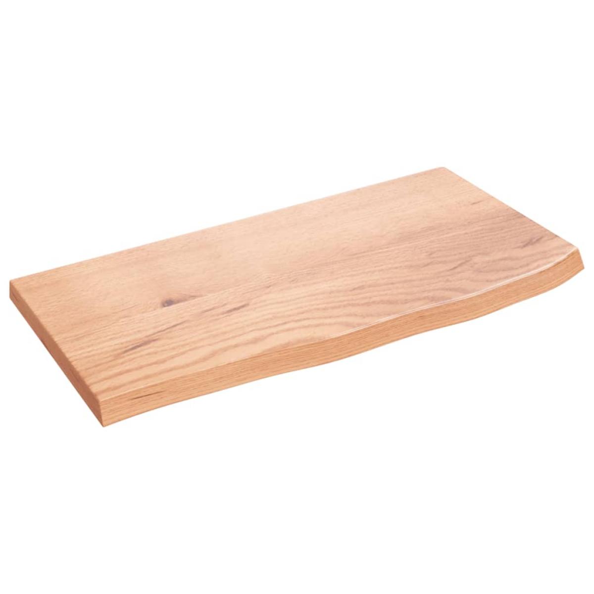 Encimera de baño madera maciza tratada marrón claro 60x30x2 cm