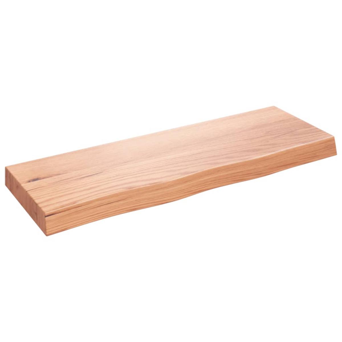 Encimera baño madera maciza tratada marrón claro 80x30x(2-6) cm