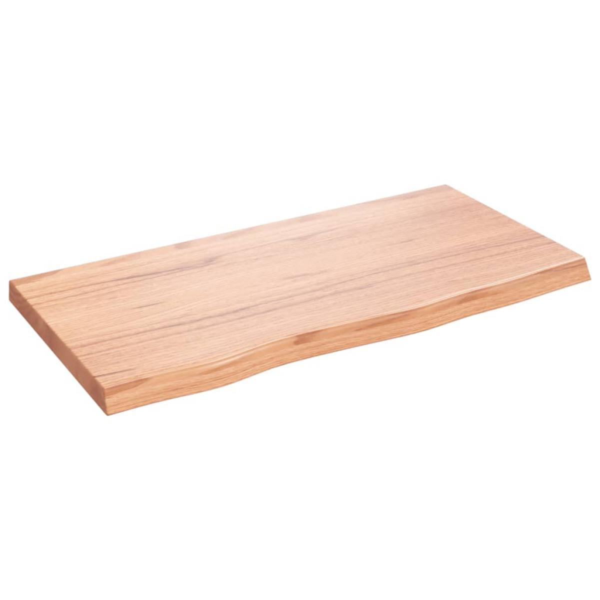 Encimera baño madera maciza tratada marrón claro 80x40x(2-4) cm