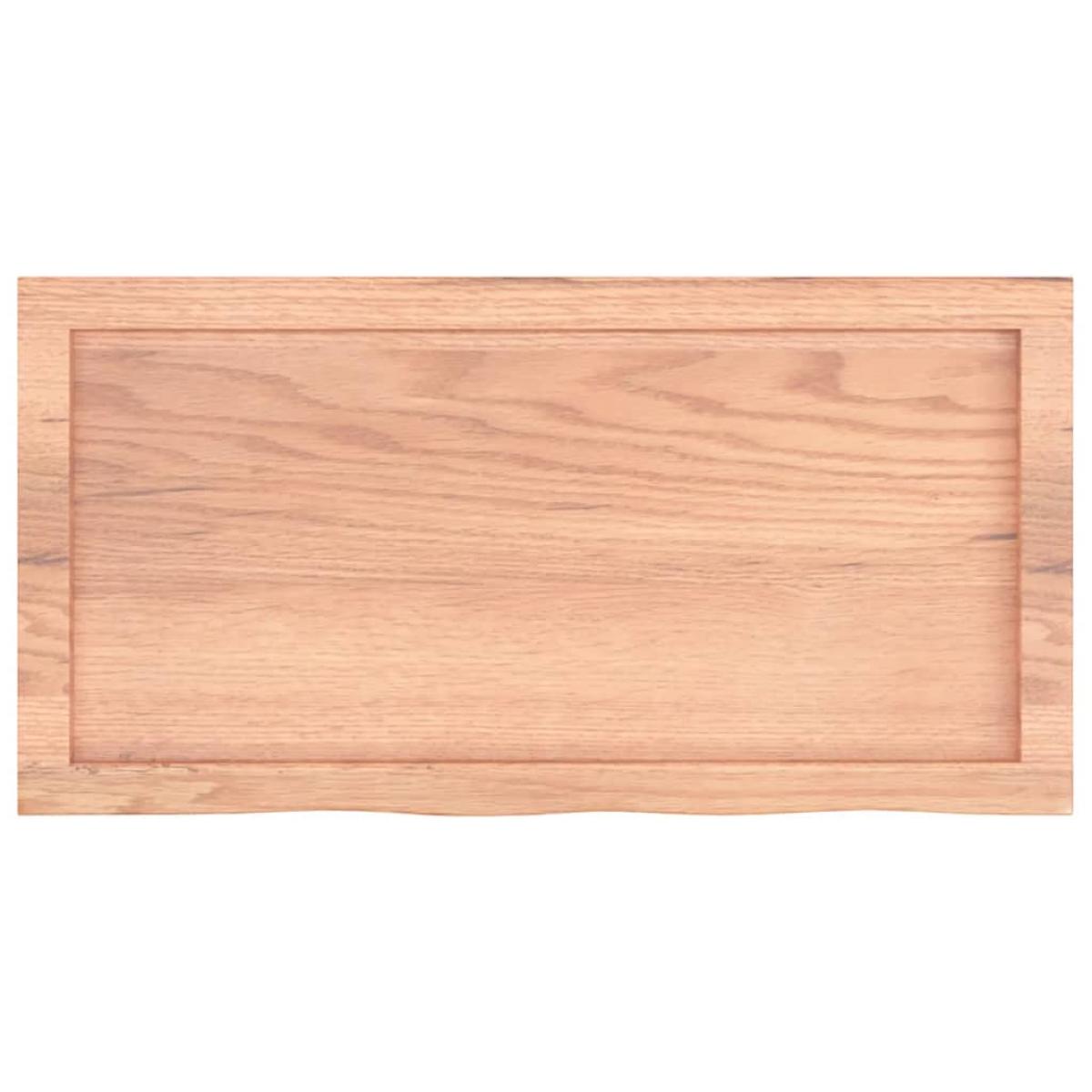 Encimera baño madera maciza tratada marrón claro 80x40x(2-4) cm