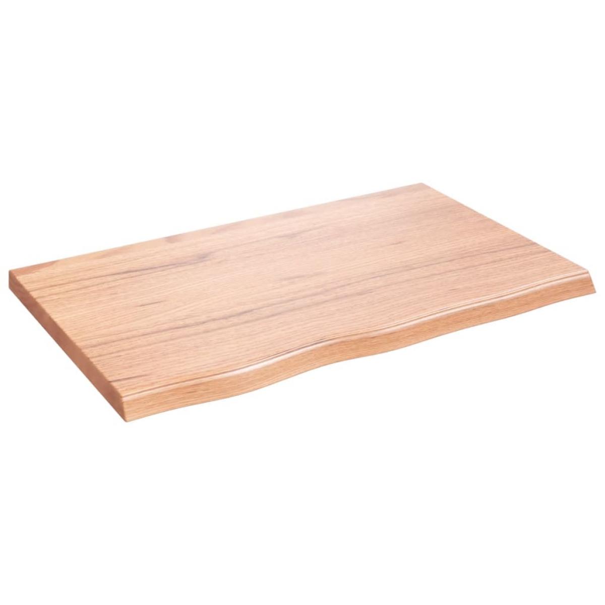 Encimera baño madera maciza tratada marrón claro 80x50x(2-4) cm