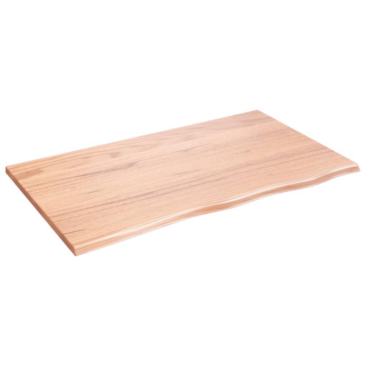 Encimera de baño madera maciza tratada marrón claro 100x60x2 cm