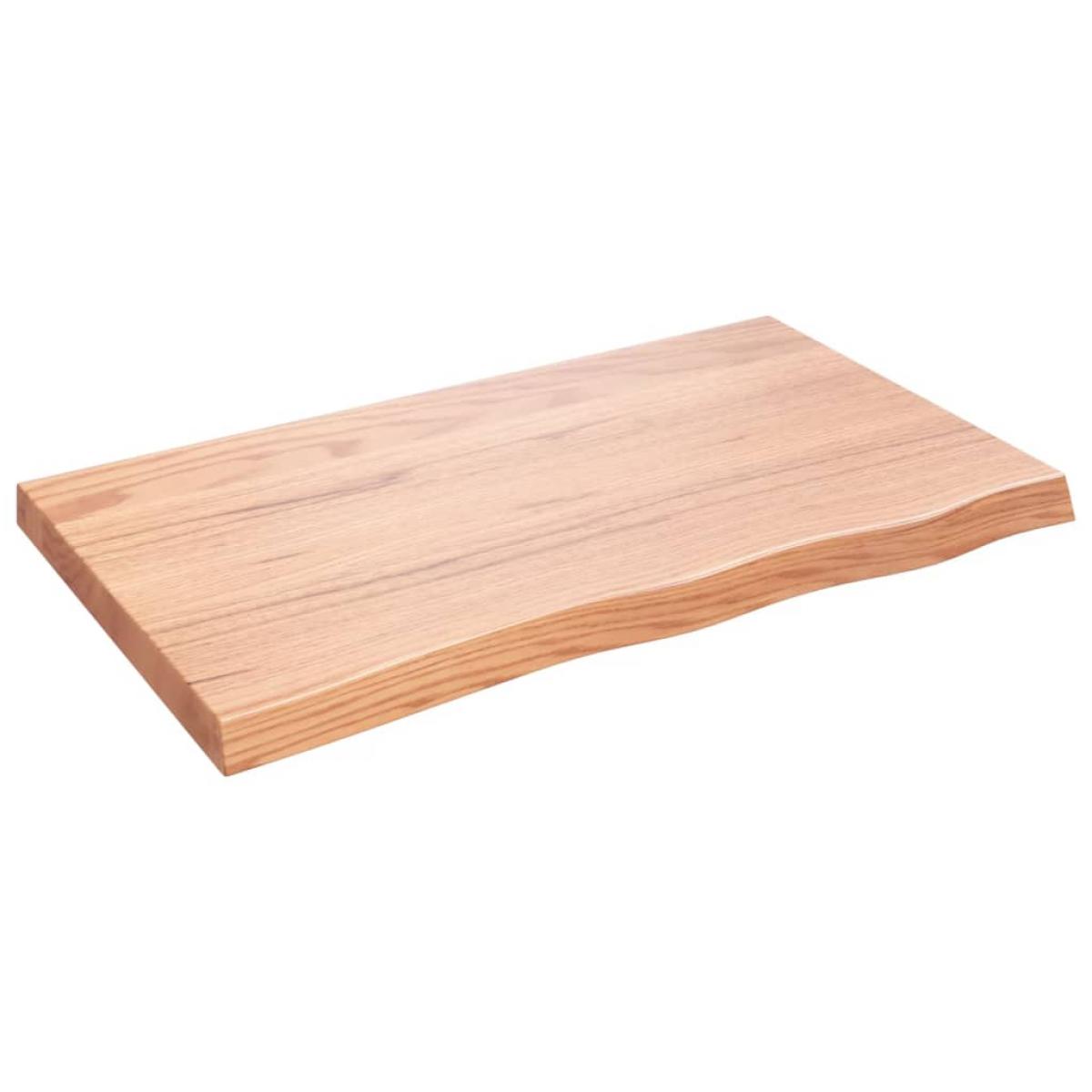 Encimera baño madera maciza tratada marrón claro 100x60x(2-6)cm