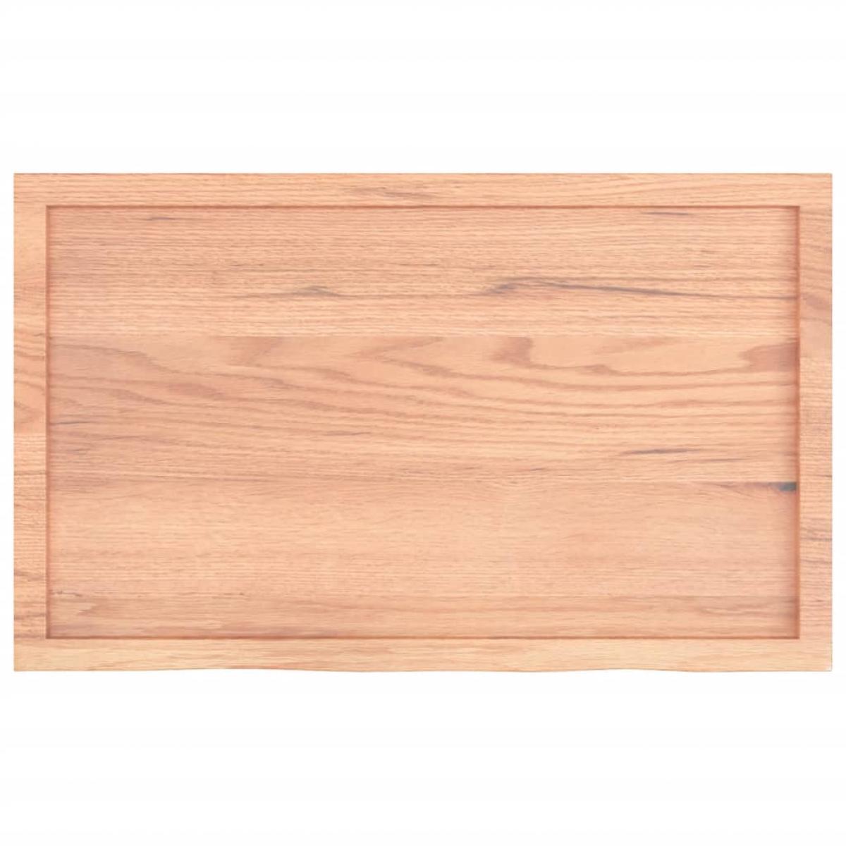 Encimera baño madera maciza tratada marrón claro 100x60x(2-6)cm