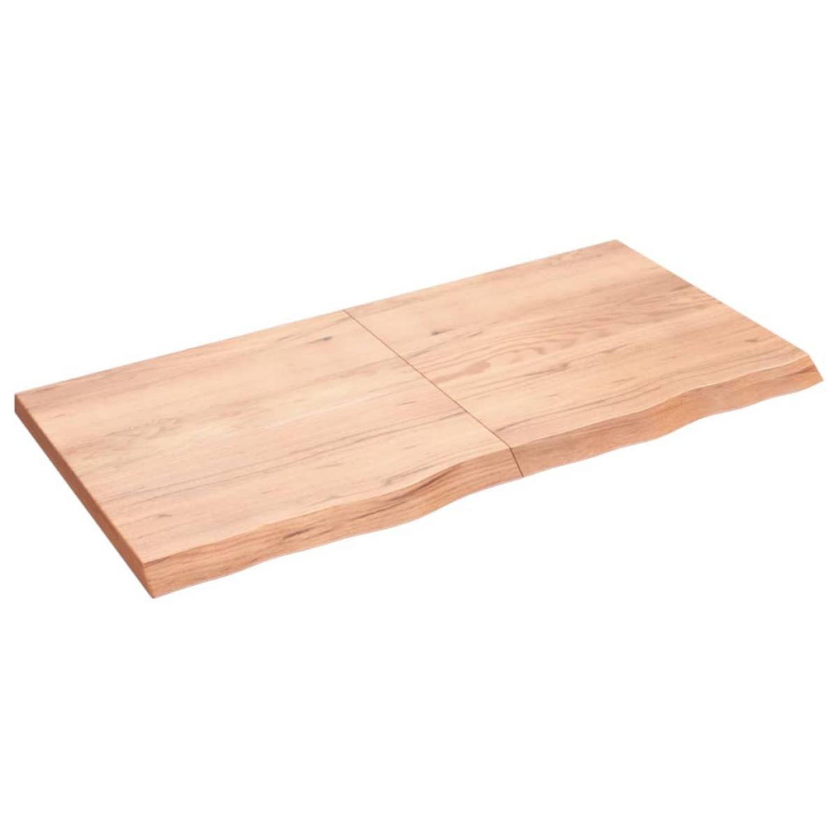 Encimera baño madera maciza tratada marrón claro 120x60x(2-4)cm