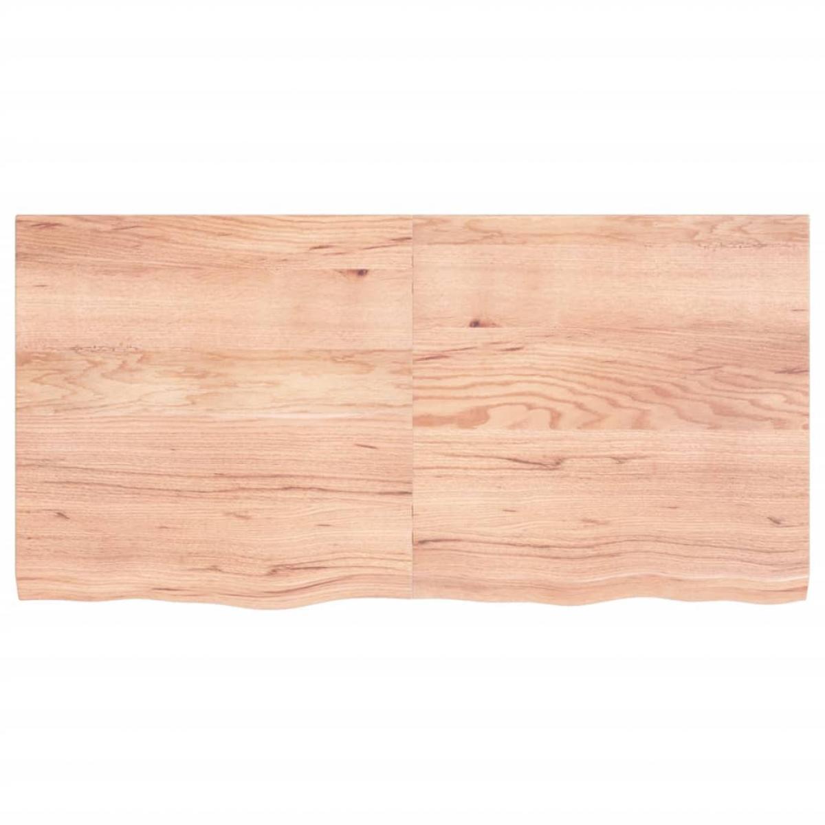 Encimera baño madera maciza tratada marrón claro 120x60x(2-4)cm