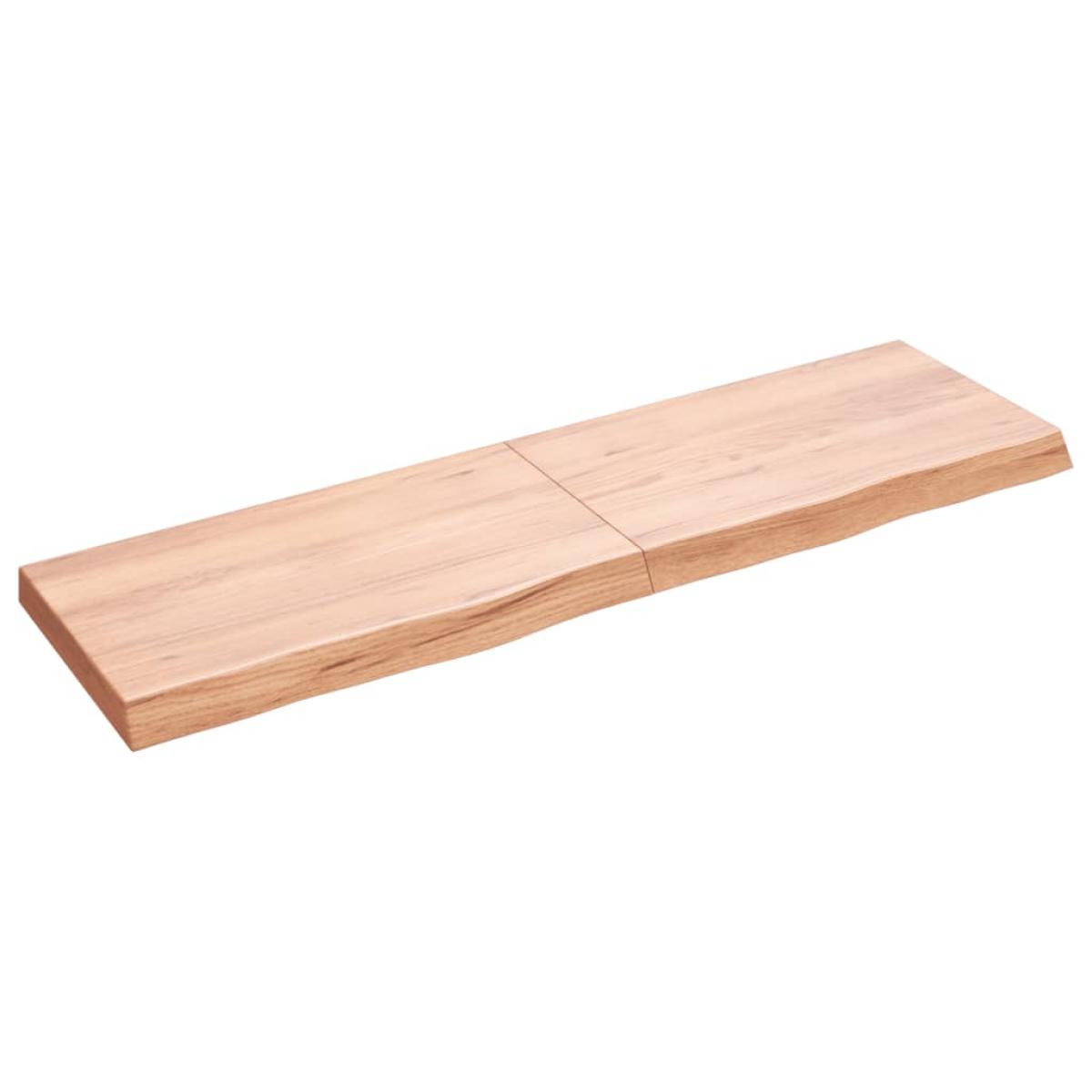 Encimera baño madera maciza tratada marrón claro 140x40x(2-6)cm