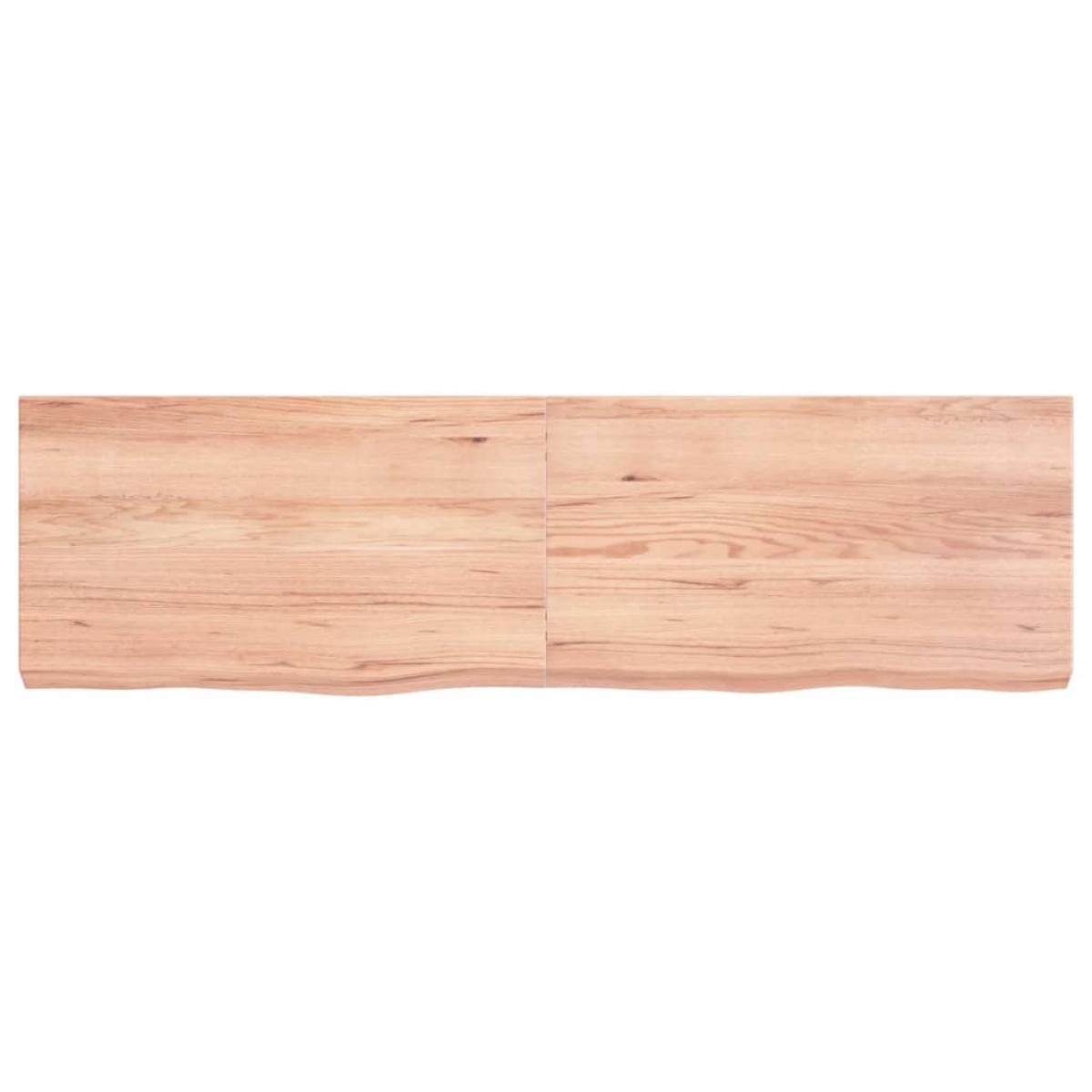 Encimera baño madera maciza tratada marrón claro 140x40x(2-6)cm