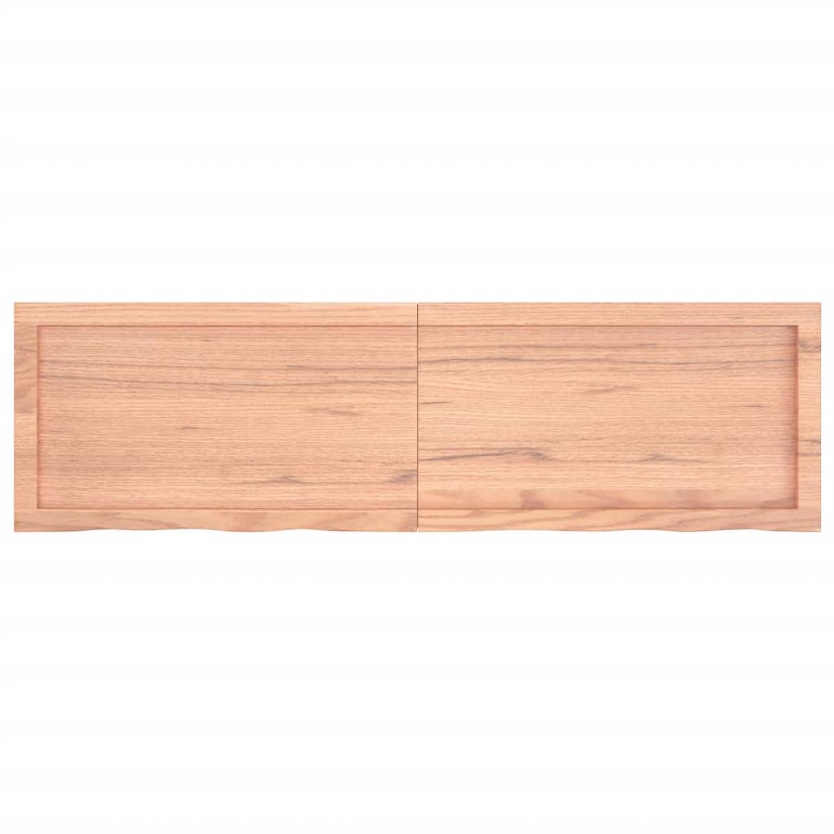 Encimera baño madera maciza tratada marrón claro 140x40x(2-6)cm