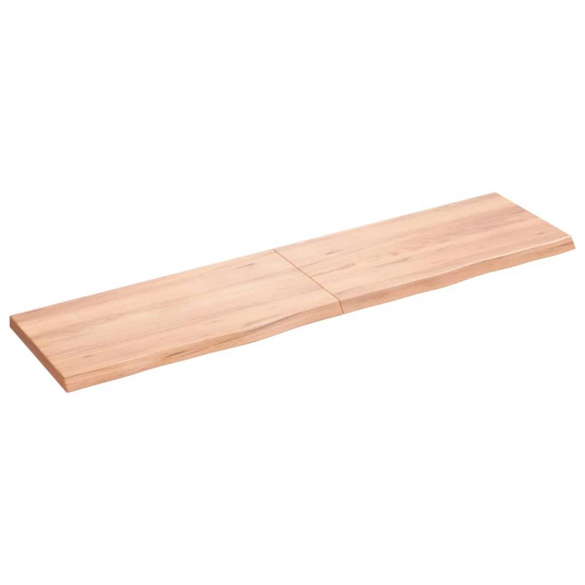 Encimera baño madera maciza tratada marrón claro 160x40x(2-4)cm