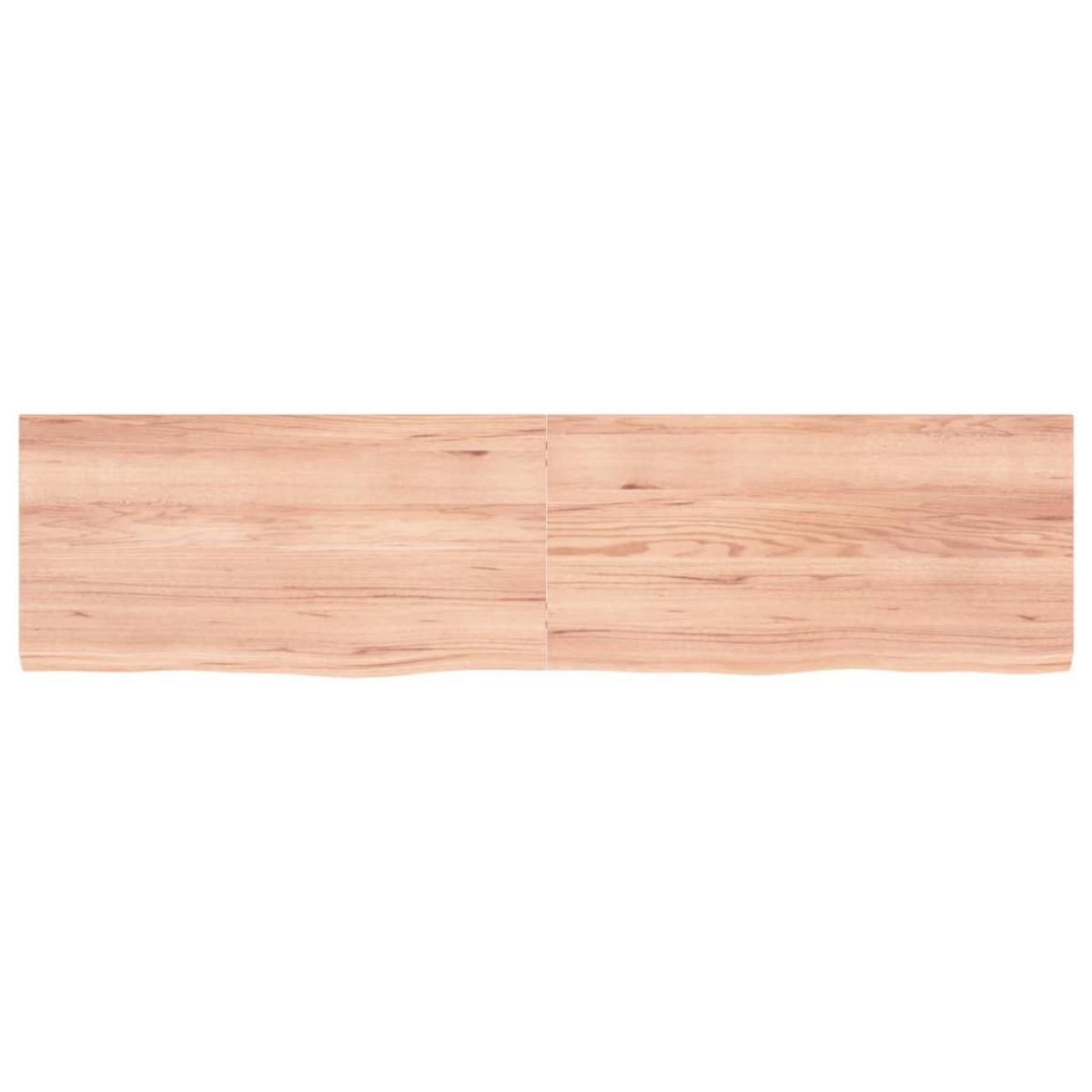 Encimera baño madera maciza tratada marrón claro 160x40x(2-4)cm