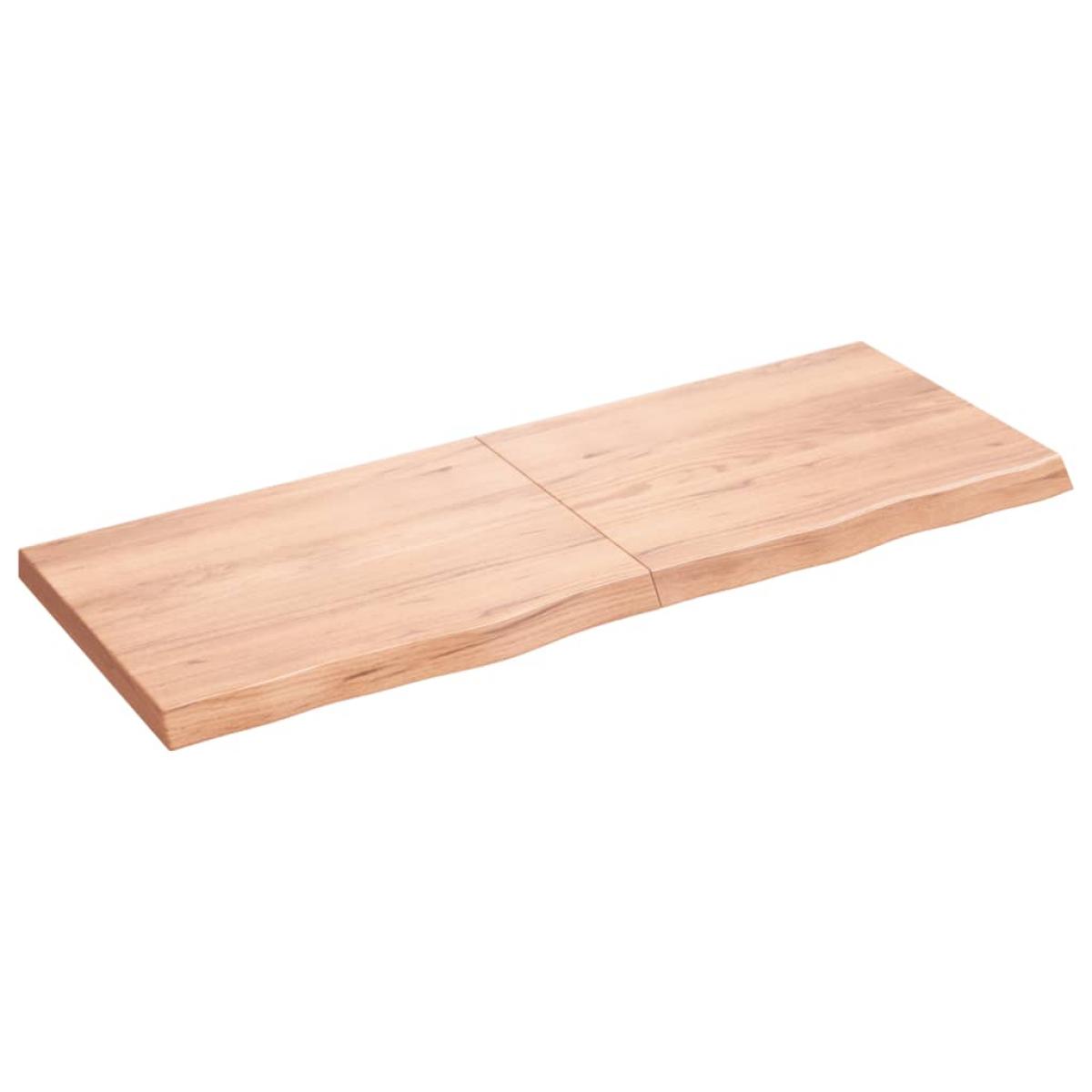 Encimera baño madera maciza tratada marrón claro 160x60x(2-6)cm