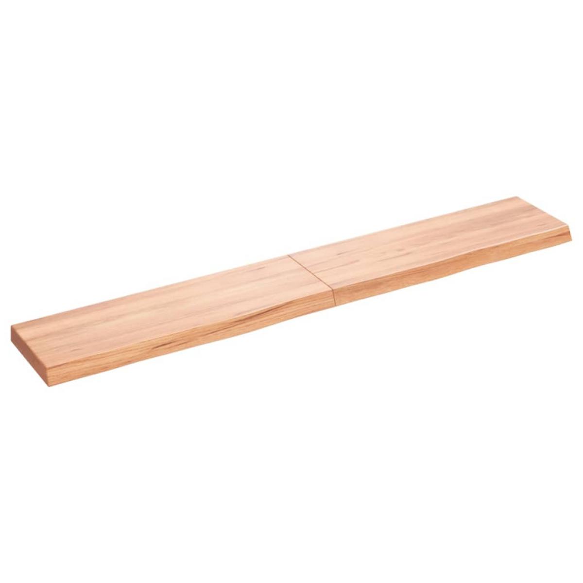 Encimera baño madera maciza tratada marrón claro 180x30x(2-6)cm
