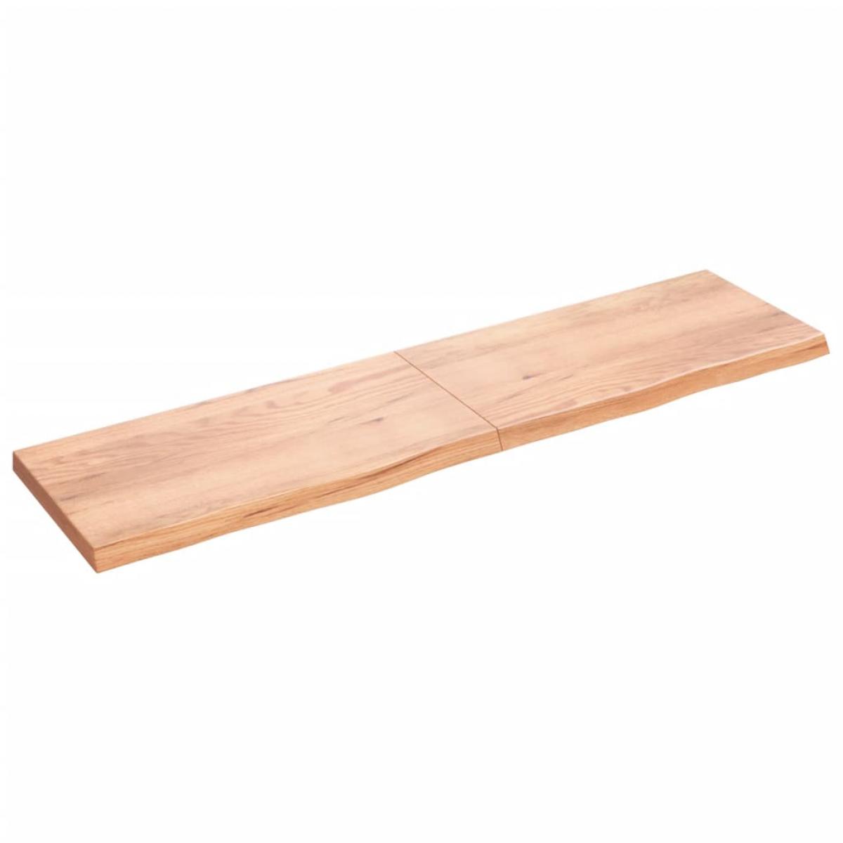 Encimera baño madera maciza tratada marrón claro 200x50x(2-6)cm
