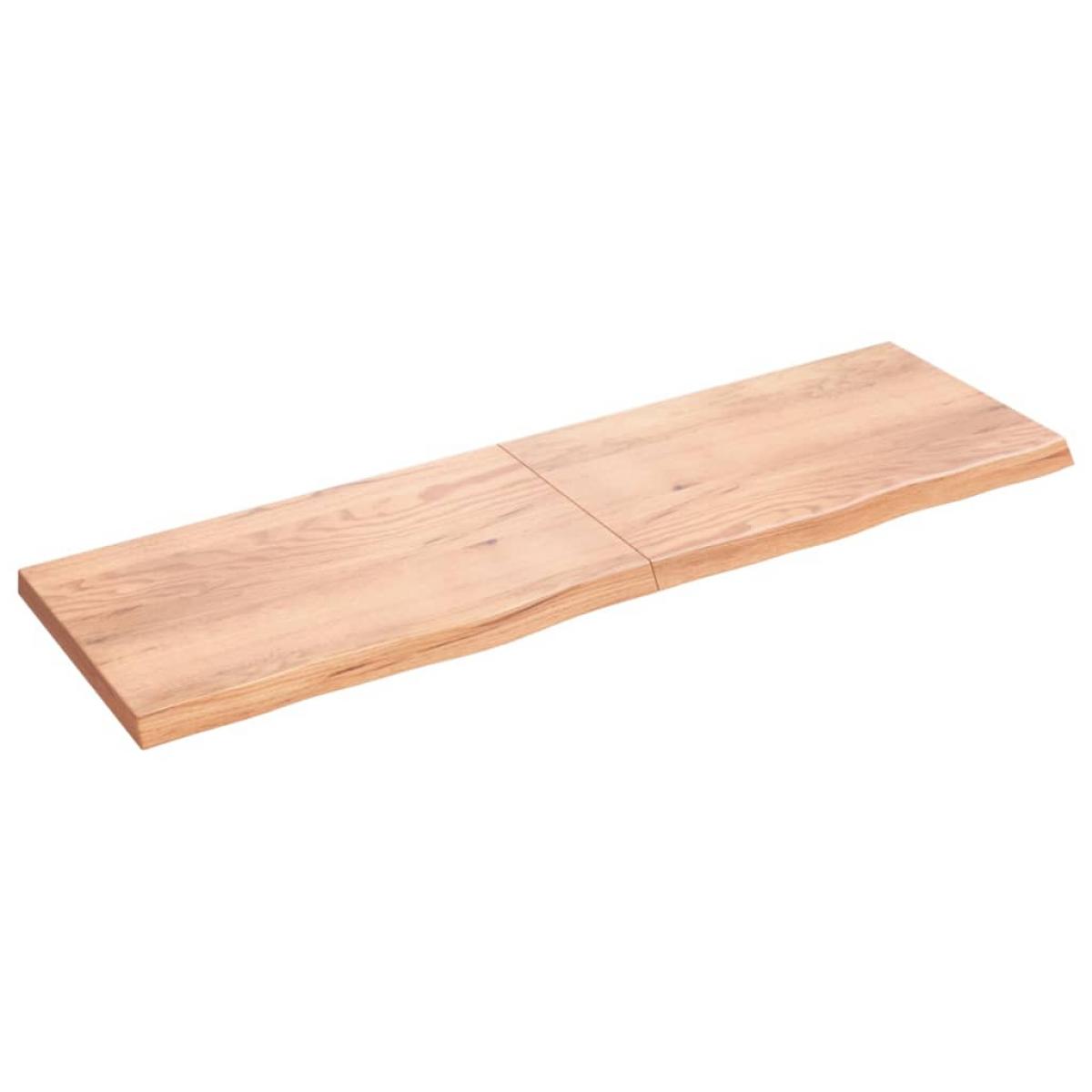 Encimera baño madera maciza tratada marrón claro 200x60x(2-6)cm