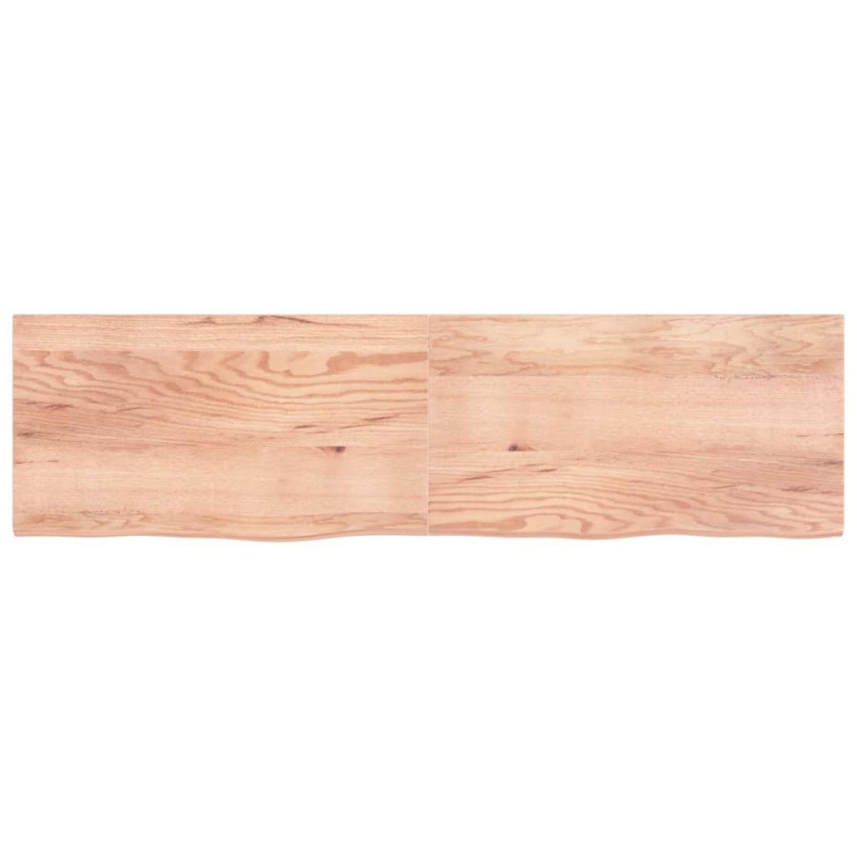 Encimera baño madera maciza tratada marrón claro 220x60x(2-4)cm