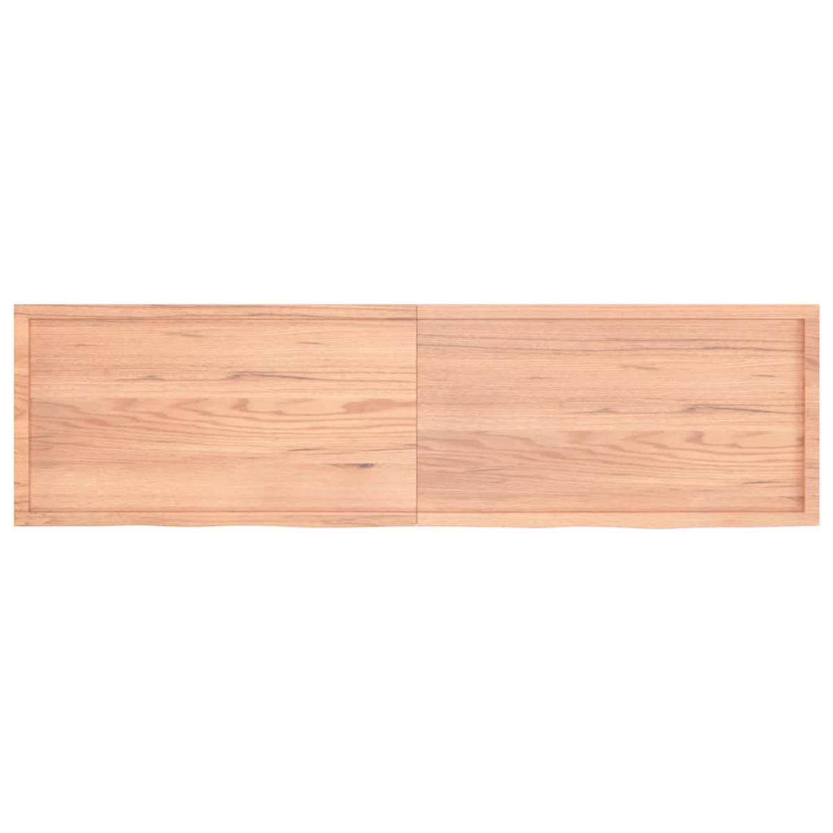 Encimera baño madera maciza tratada marrón claro 220x60x(2-4)cm