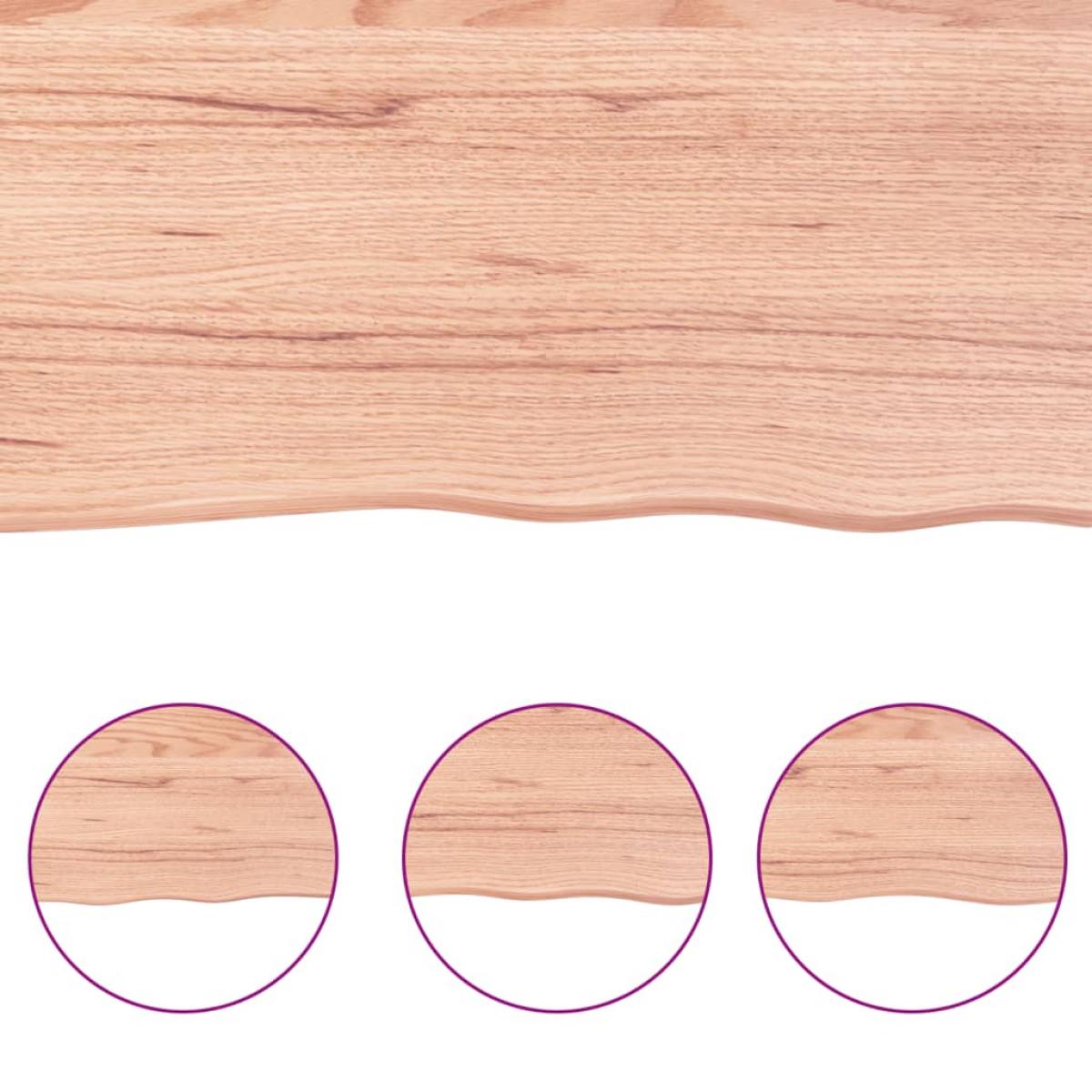 Encimera baño madera maciza tratada marrón claro 220x60x(2-4)cm