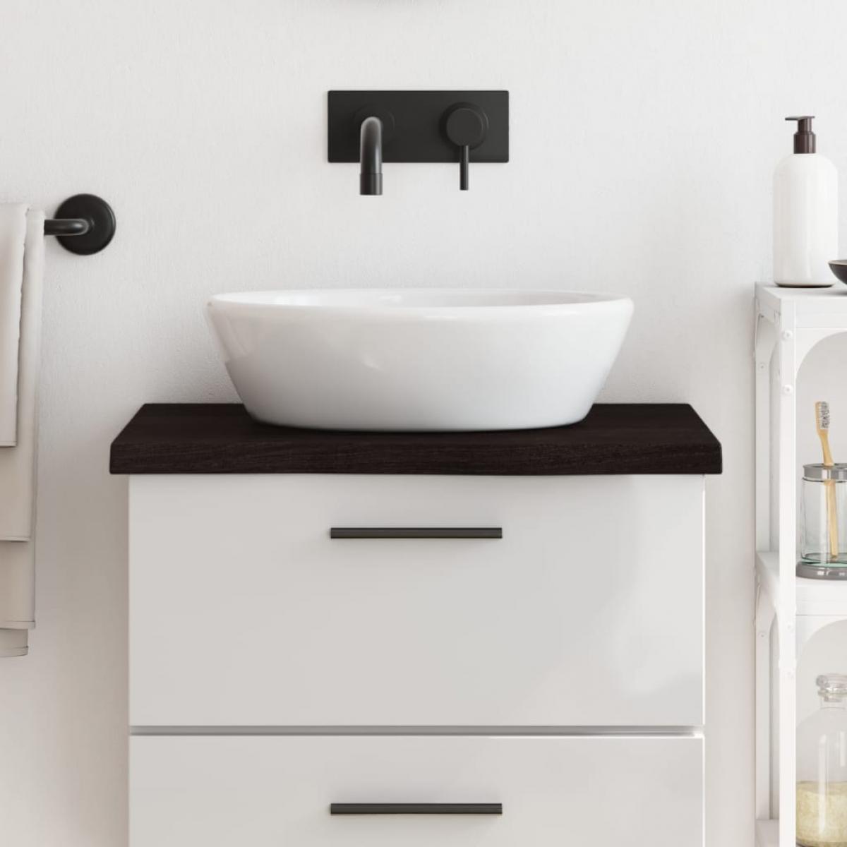Encimera de baño madera tratada marrón oscuro 60x60x(2-4) cm