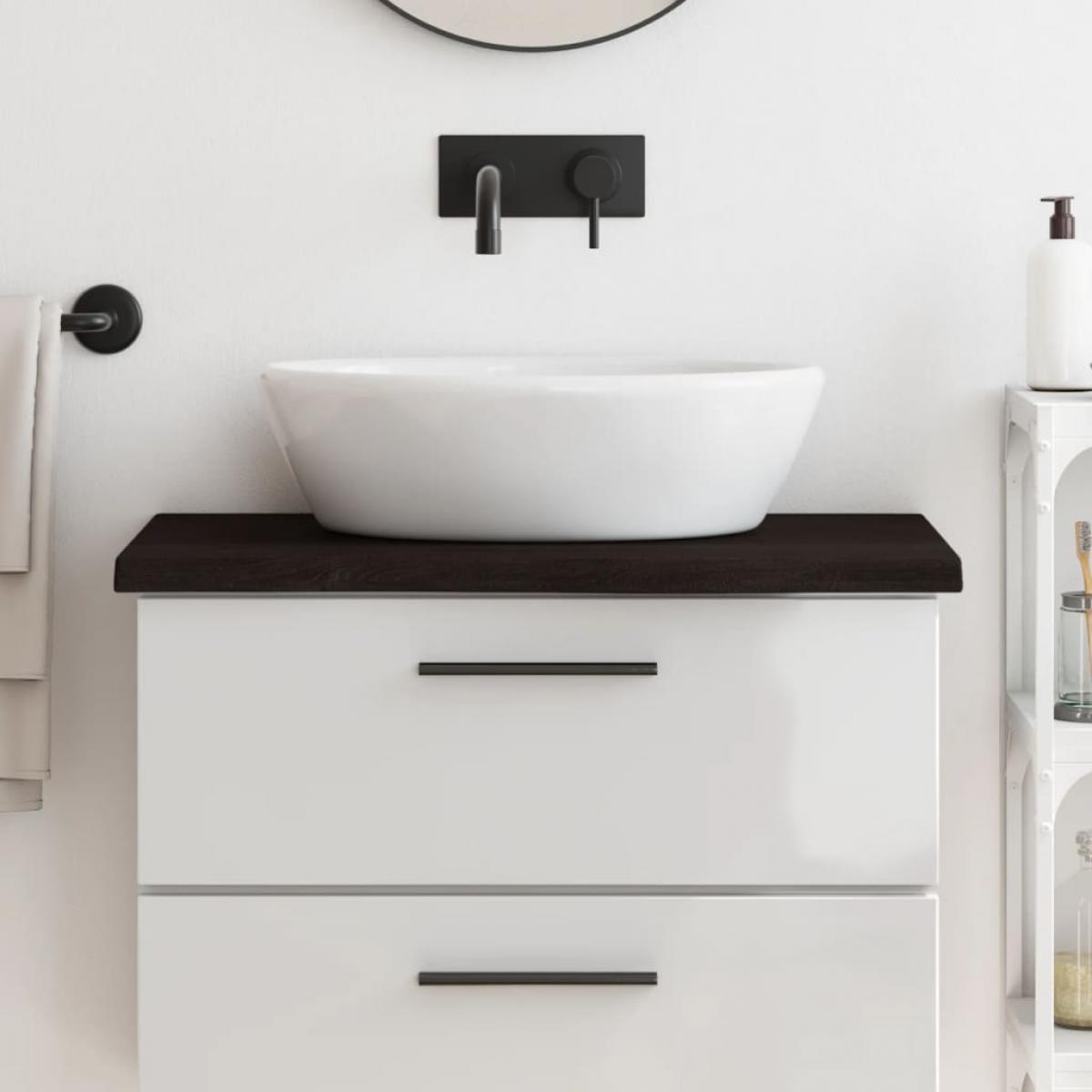Encimera baño madera maciza tratada marrón oscuro 80x40x(2-4)cm