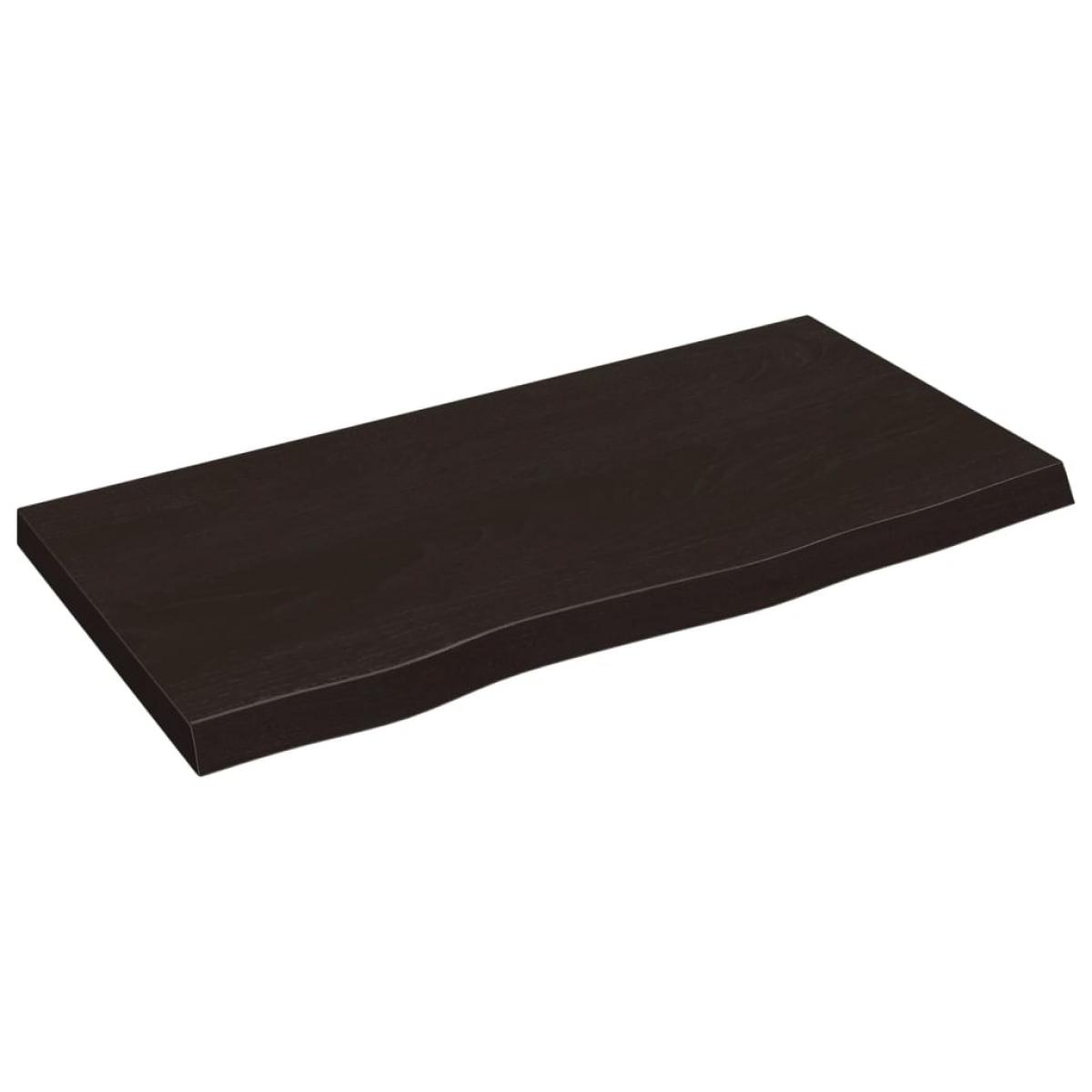 Encimera baño madera maciza tratada marrón oscuro 80x40x(2-4)cm