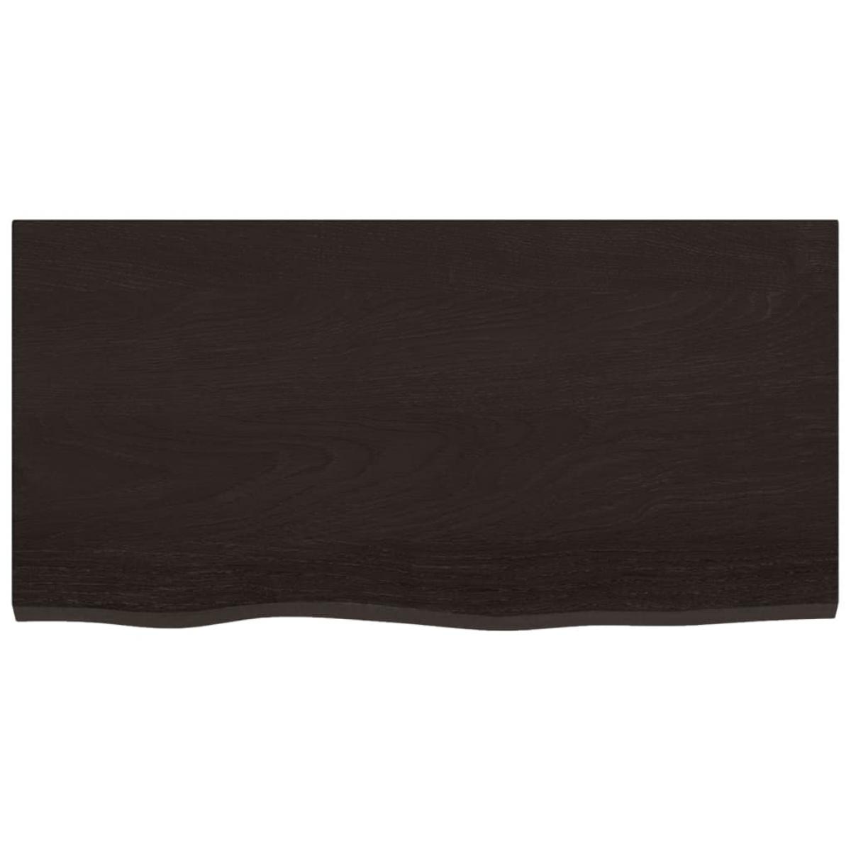 Encimera baño madera maciza tratada marrón oscuro 80x40x(2-4)cm