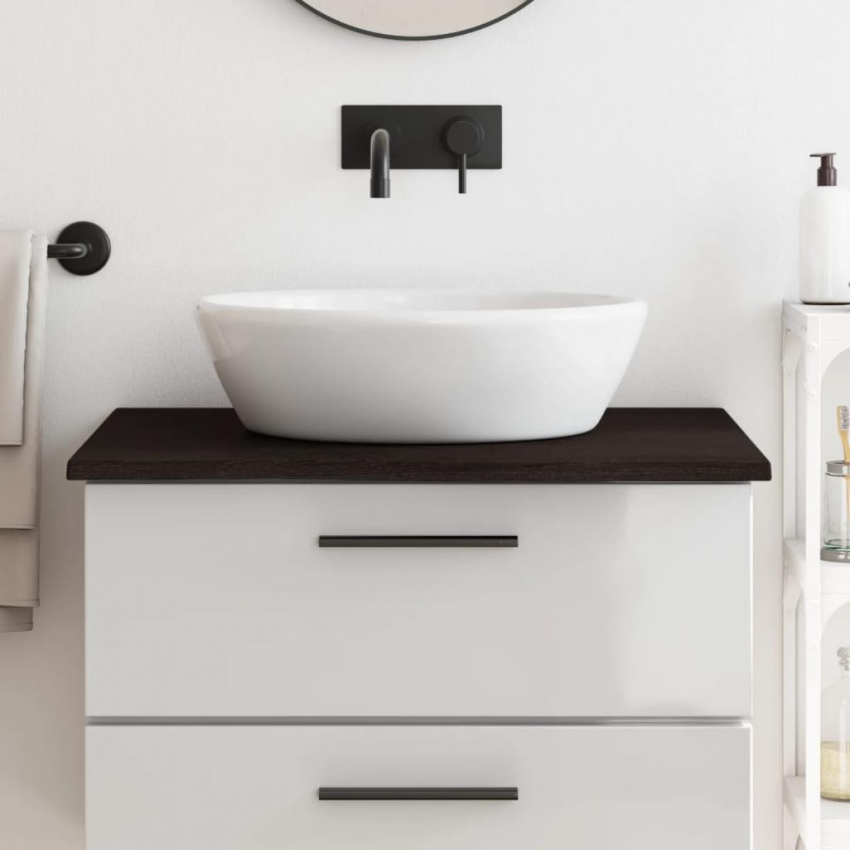 Encimera baño madera maciza tratada marrón oscuro 80x60x2 cm