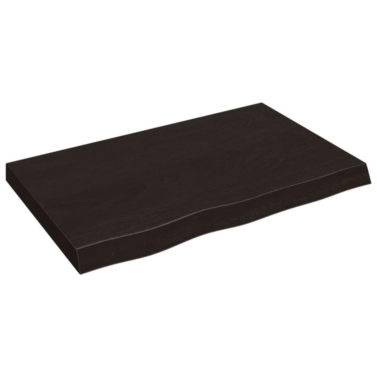 Encimera baño madera maciza tratada marrón oscuro 80x60x2 cm