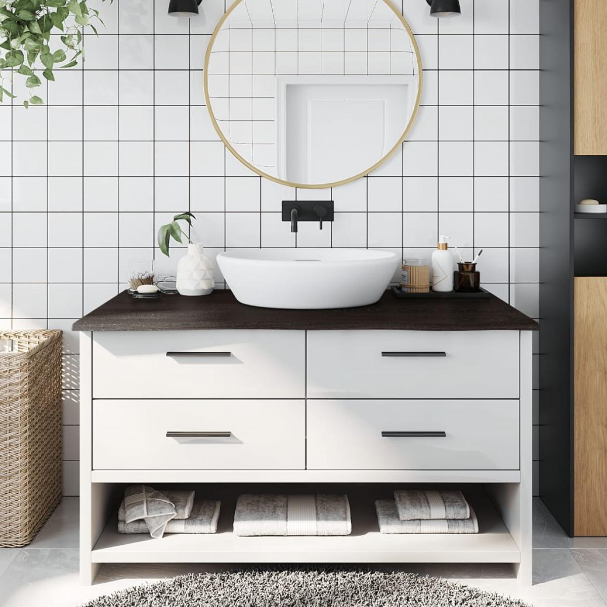 Encimera baño madera maciza tratada marrón oscuro 100x60x2 cm