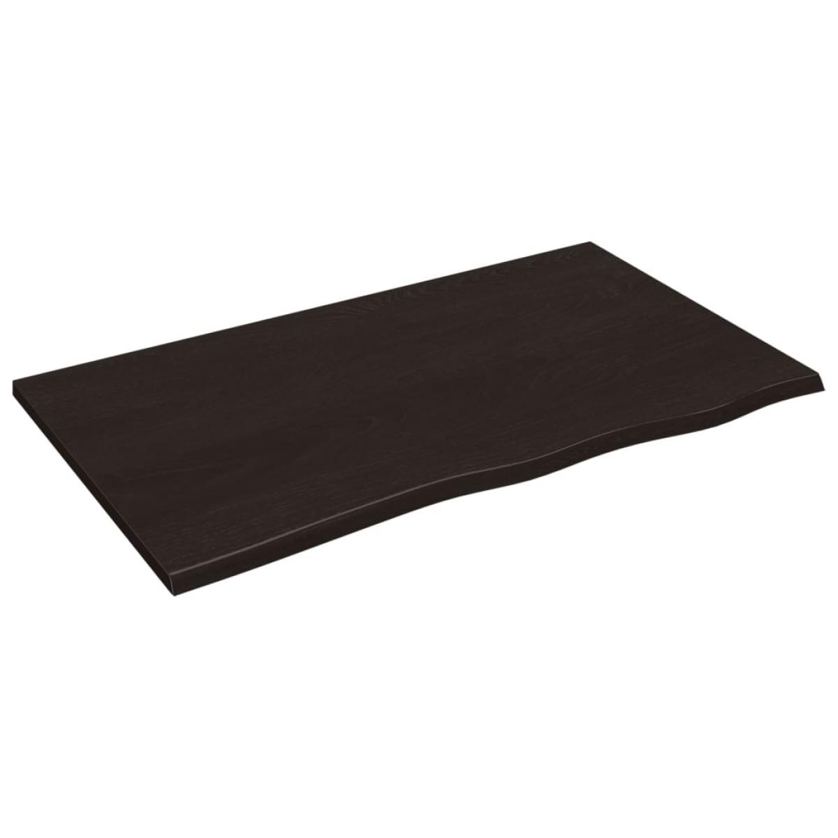 Encimera baño madera maciza tratada marrón oscuro 100x60x2 cm