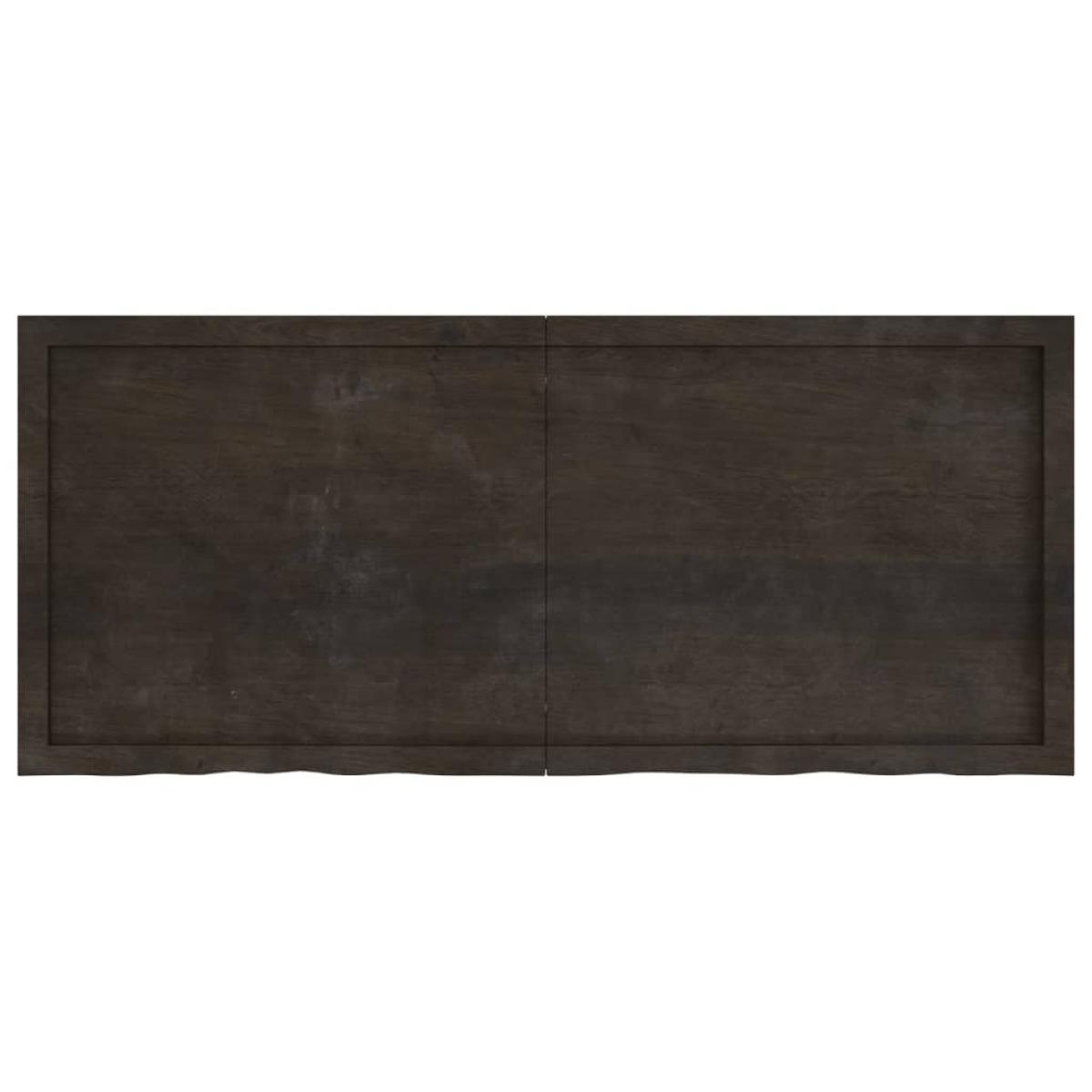 Encimera de baño madera tratada marrón oscuro 140x60x(2-4) cm