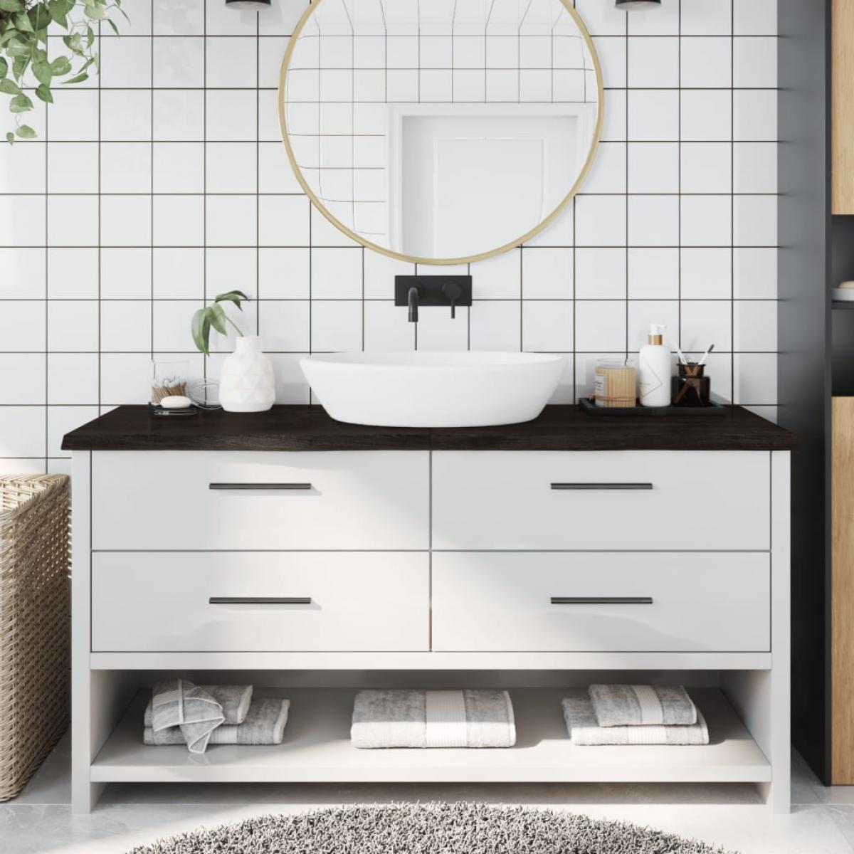 Encimera de baño madera tratada marrón oscuro 160x50x(2-4) cm
