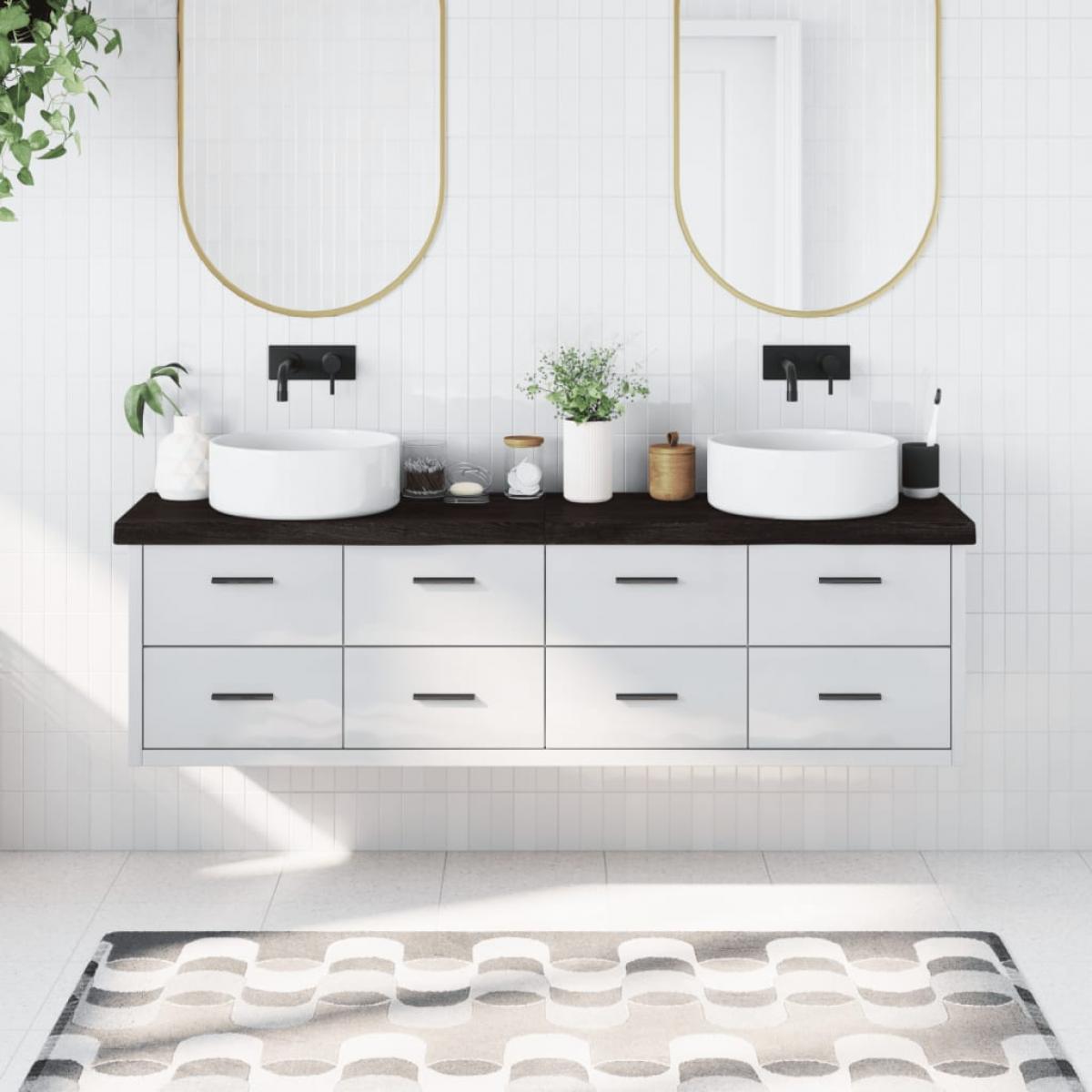 Encimera de baño madera tratada marrón oscuro 180x30x(2-6) cm