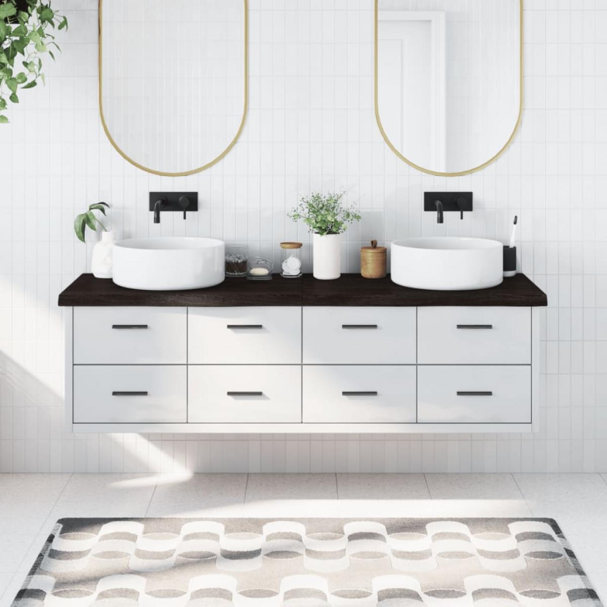 Encimera de baño madera tratada marrón oscuro 180x60x(2-6) cm