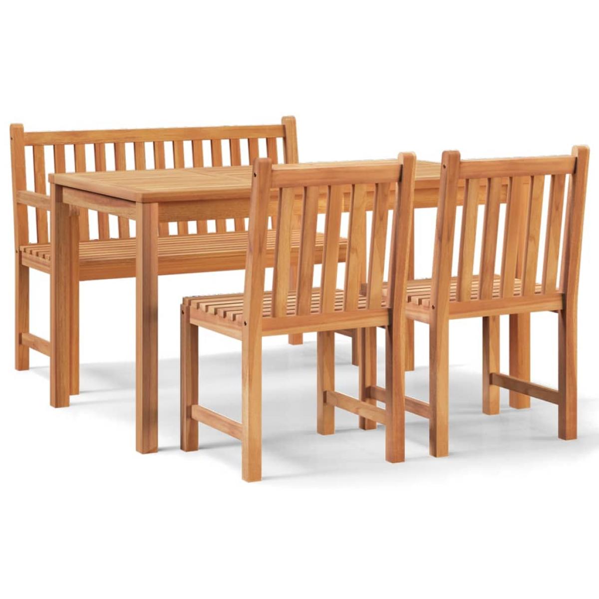 Juego de comedor para jardín 4 piezas madera maciza de teca