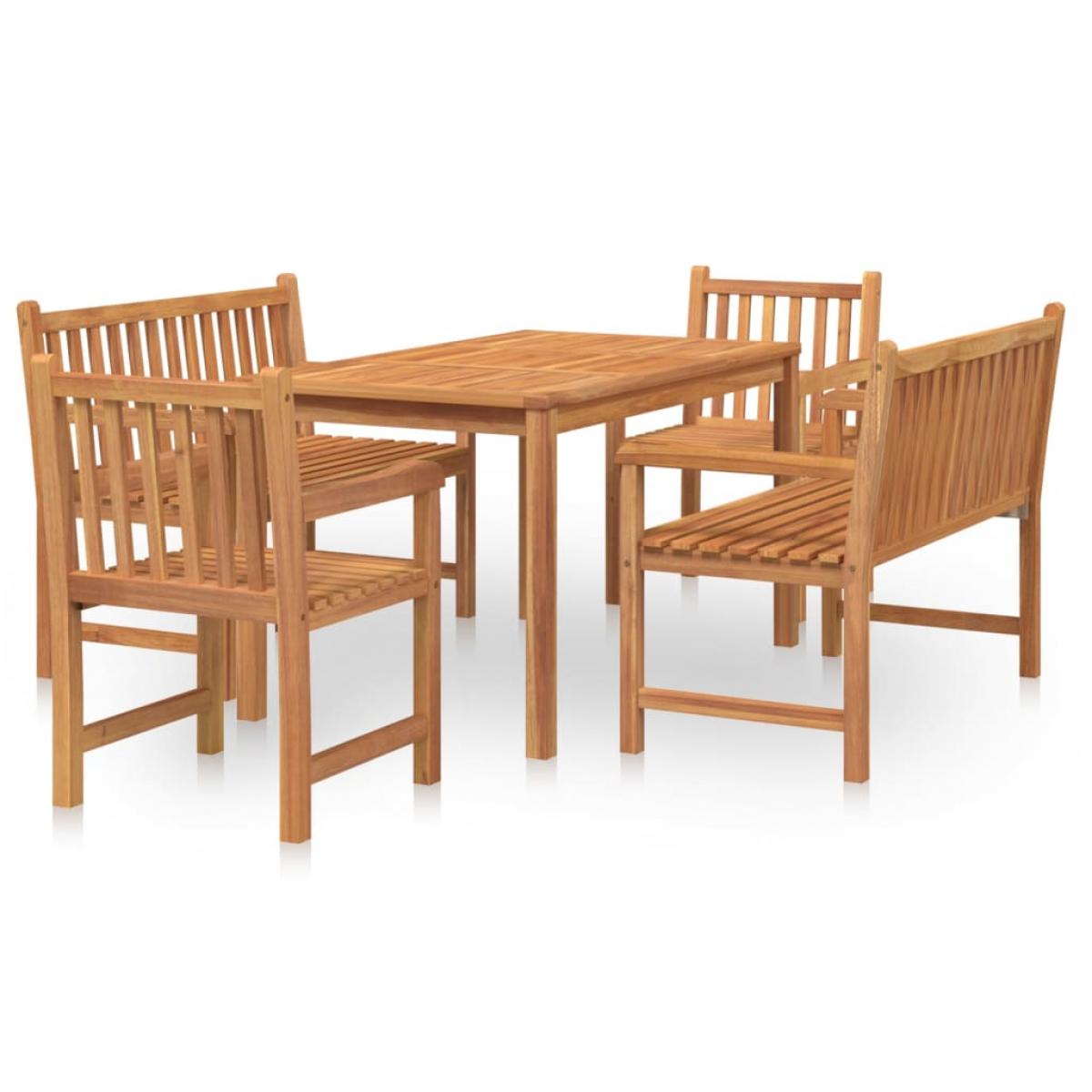 Juego de comedor para jardín 5 piezas madera maciza de teca