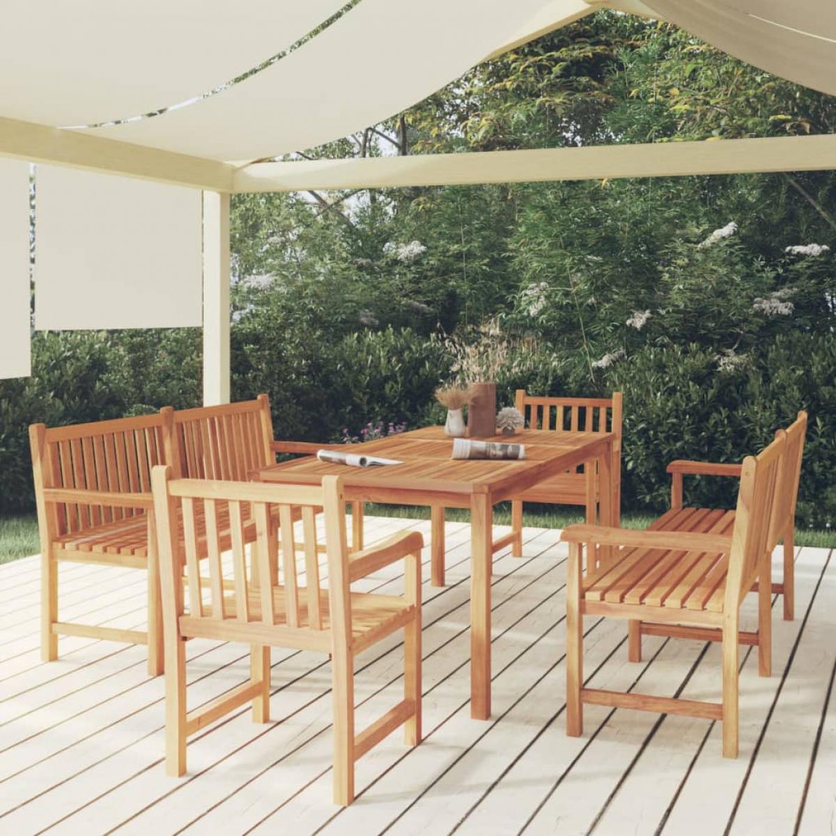Juego de comedor para jardín 5 piezas madera maciza de teca