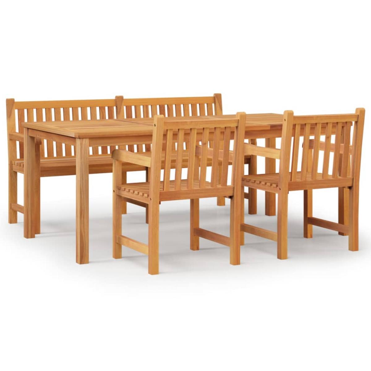Juego de comedor para jardín 4 piezas madera maciza de teca