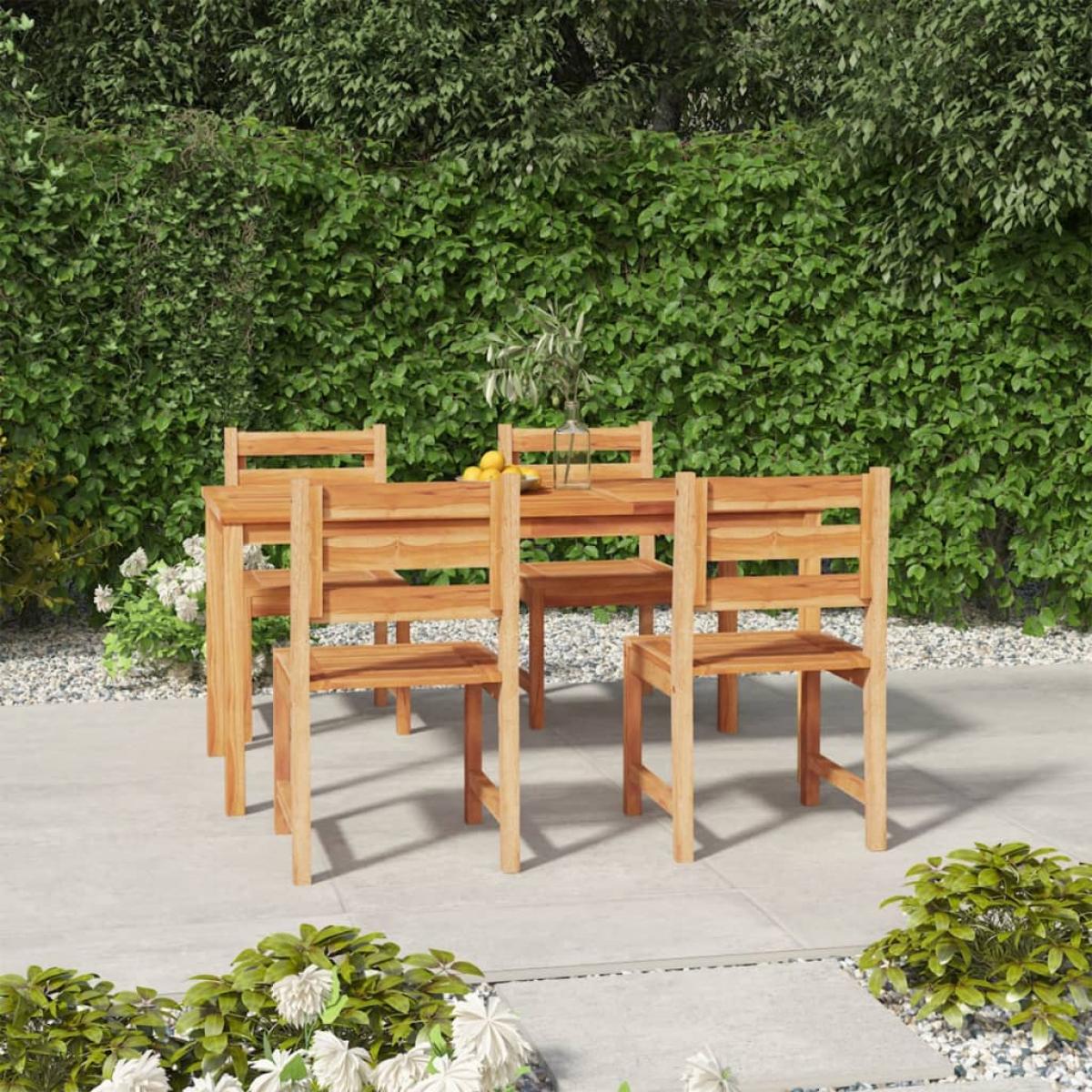 Juego de comedor para jardín 5 piezas madera maciza de teca
