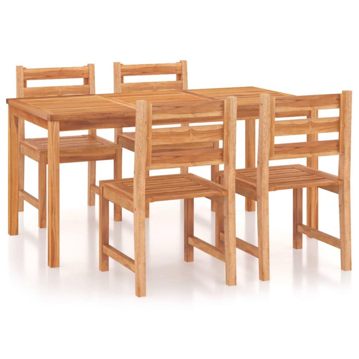 Juego de comedor para jardín 5 piezas madera maciza de teca