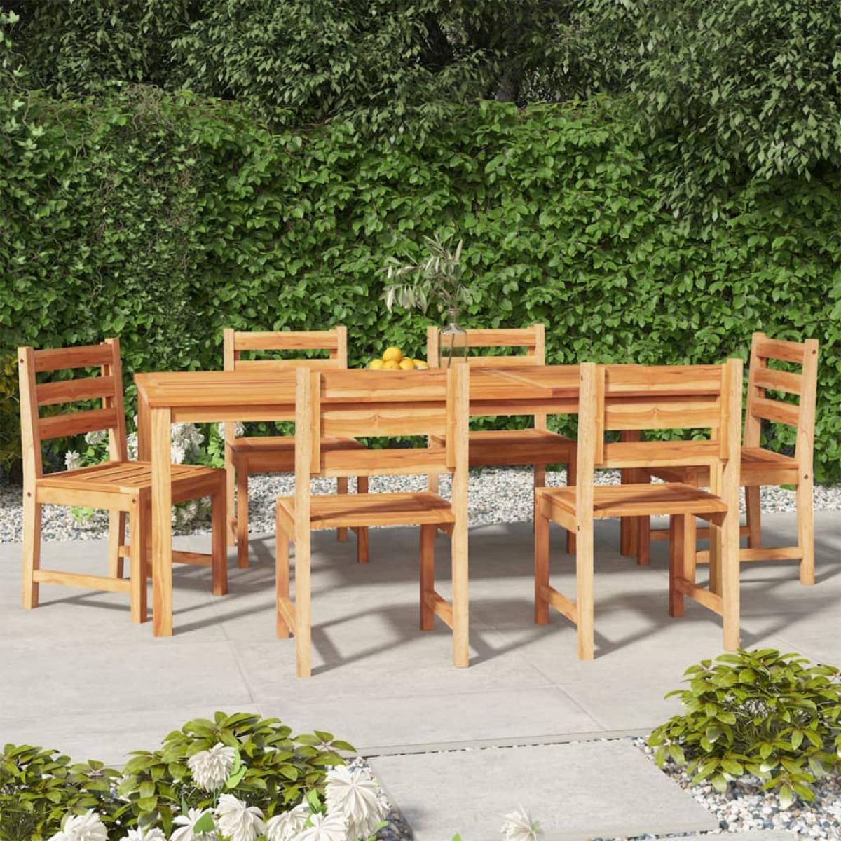 Juego de comedor de jardín 7 piezas madera maciza de teca
