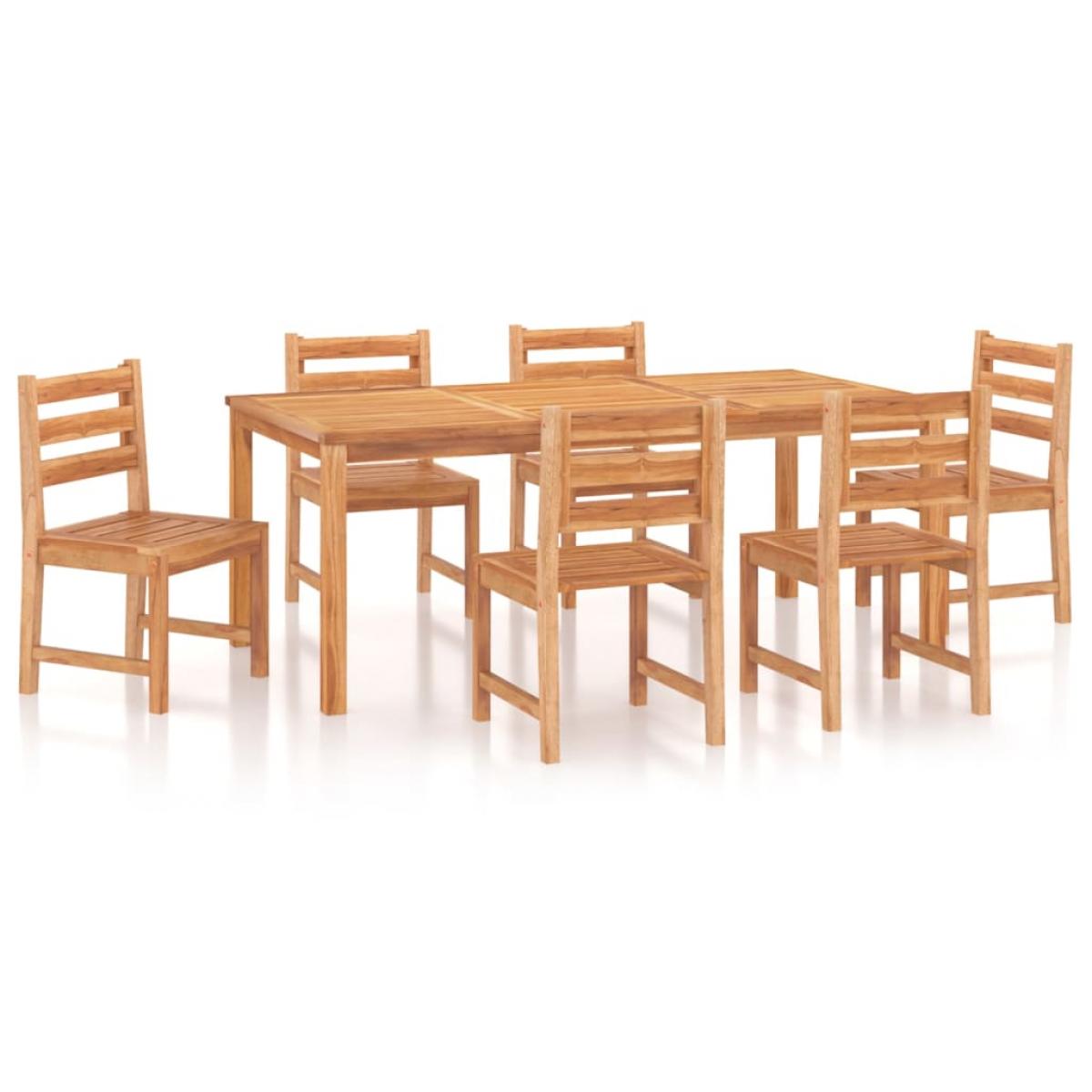 Juego de comedor de jardín 7 piezas madera maciza de teca
