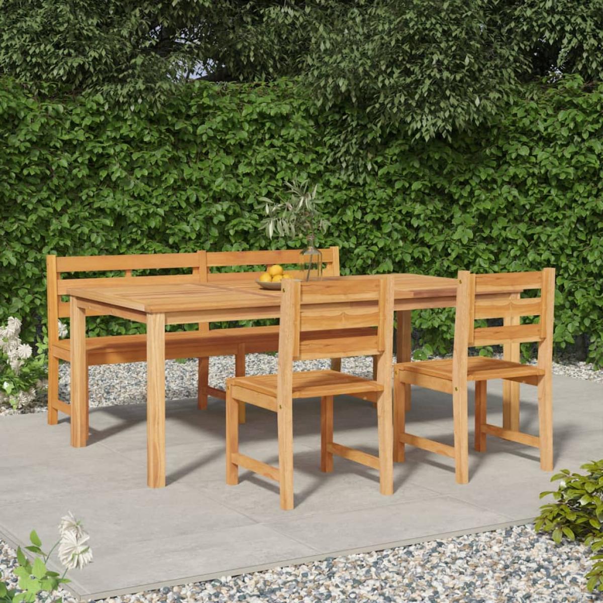 Juego de comedor para jardín 4 piezas madera maciza de teca