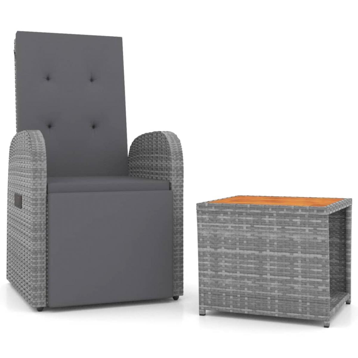 Juego muebles jardín 2 pzas madera acacia ratán sintético gris