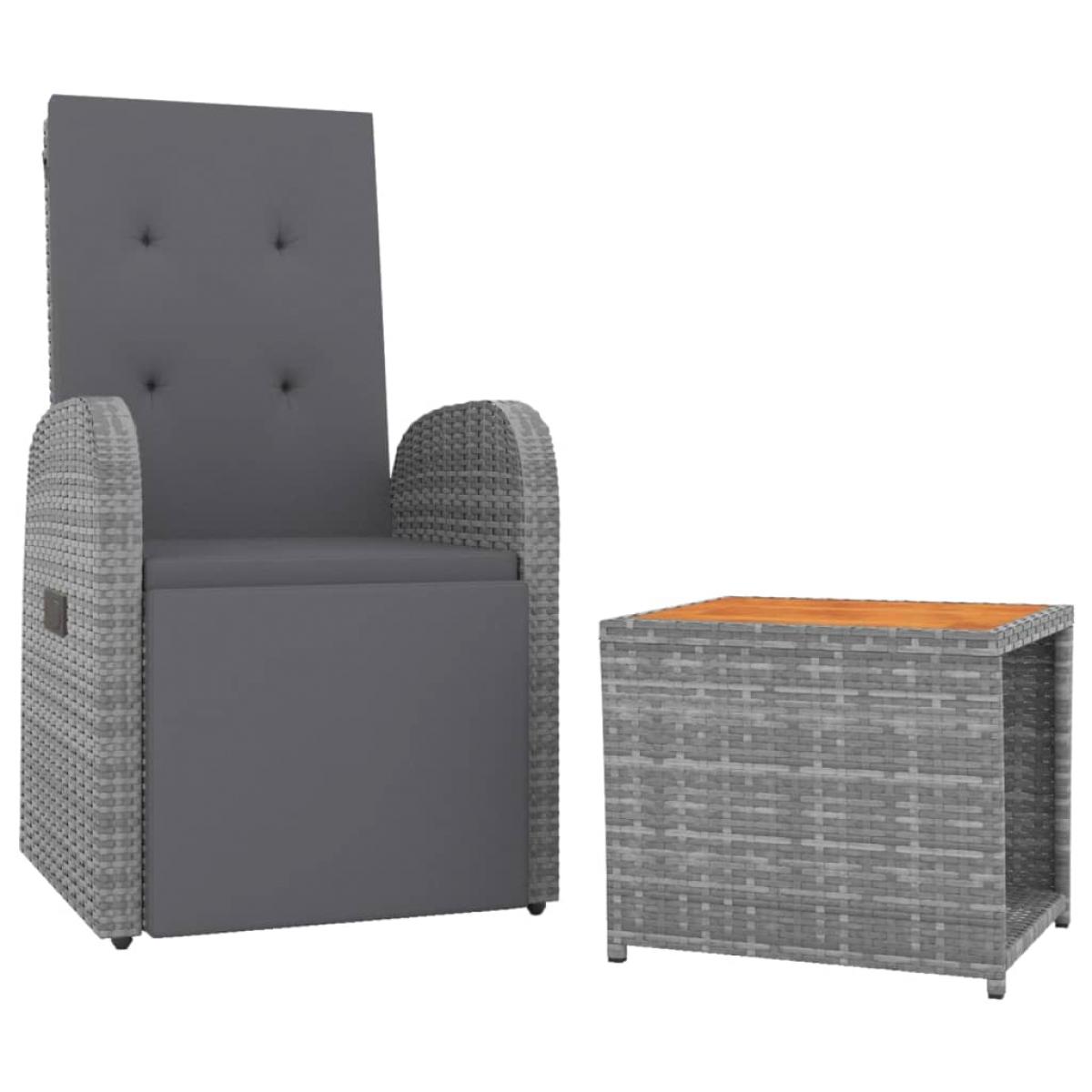 Juego muebles jardín 2 pzas madera acacia ratán sintético gris
