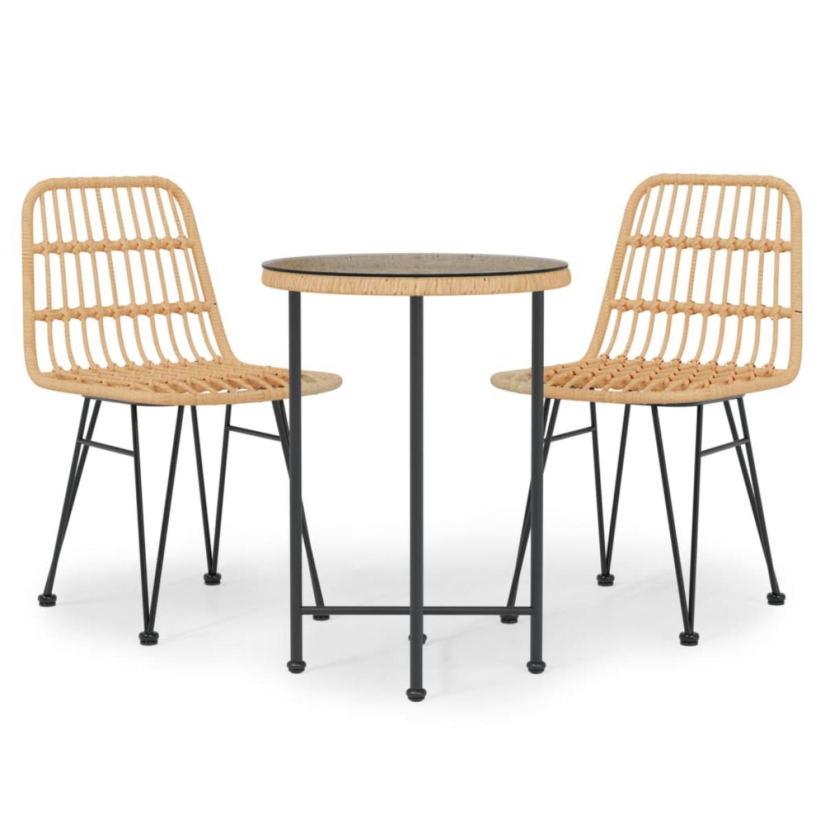 Juego de comedor de jardín 3 piezas ratán sintético