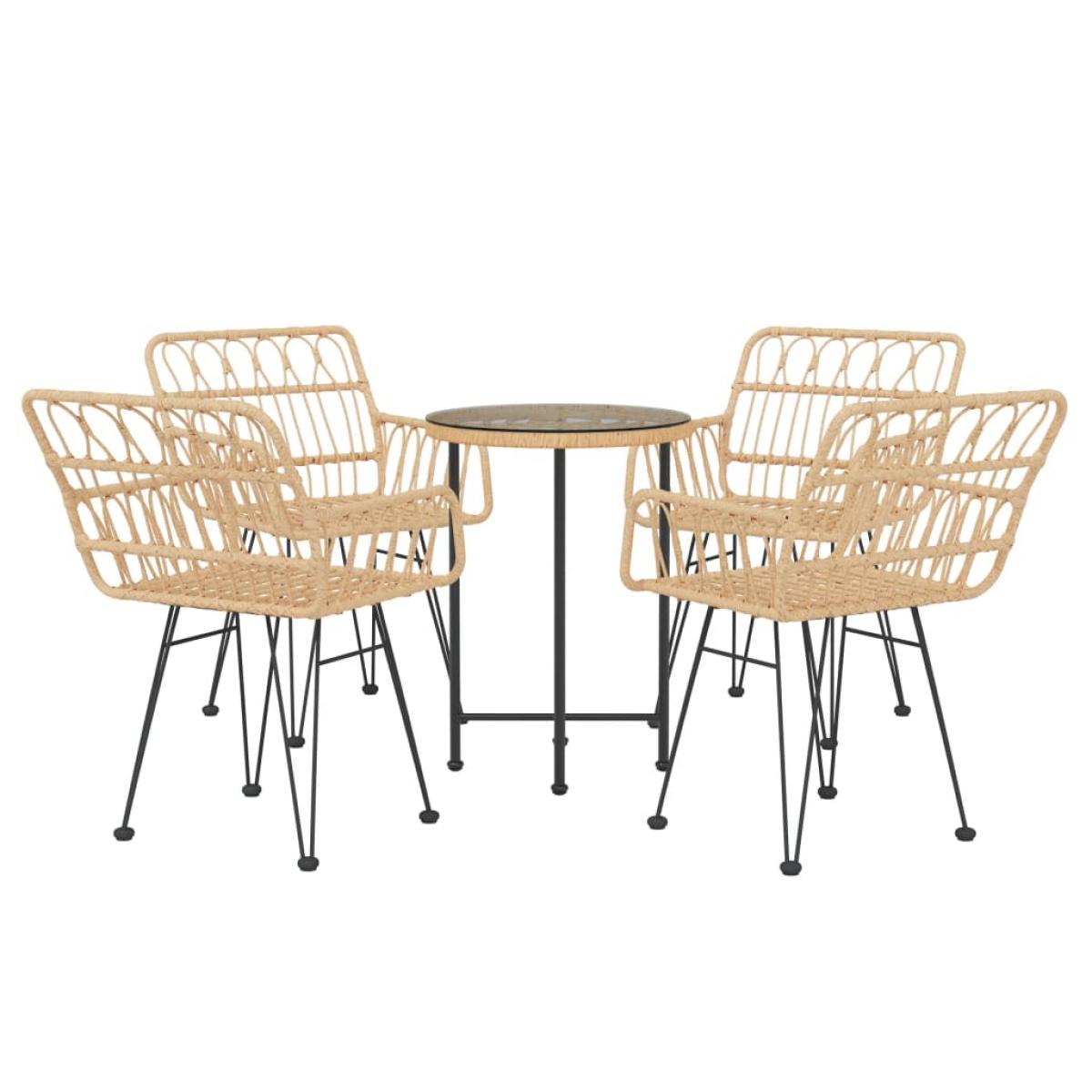 Juego de comedor de jardín 5 piezas ratán sintético