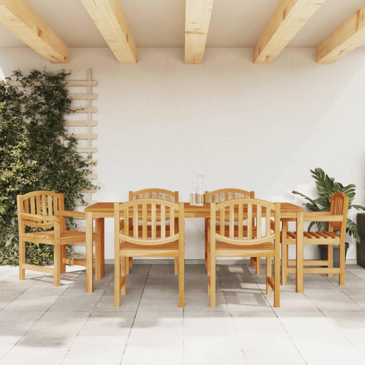 Juego de comedor de jardín 7 piezas madera maciza de teca